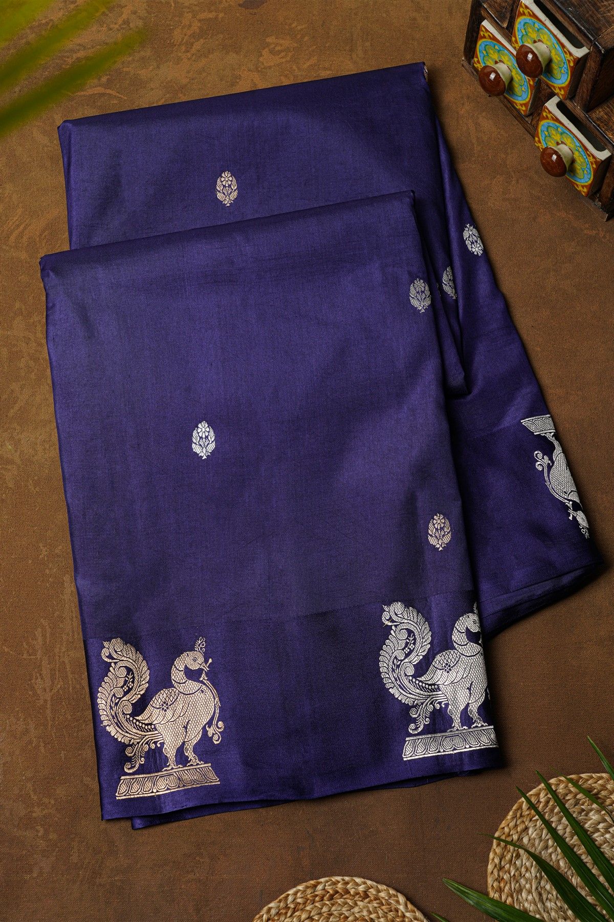 Matka Silk Navy Blue Saree
