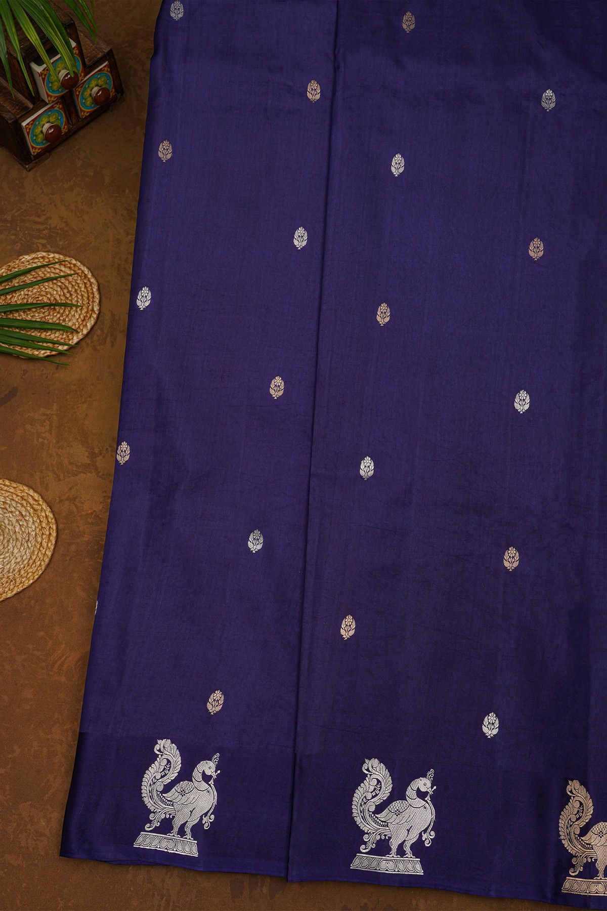 Matka Silk Navy Blue Saree