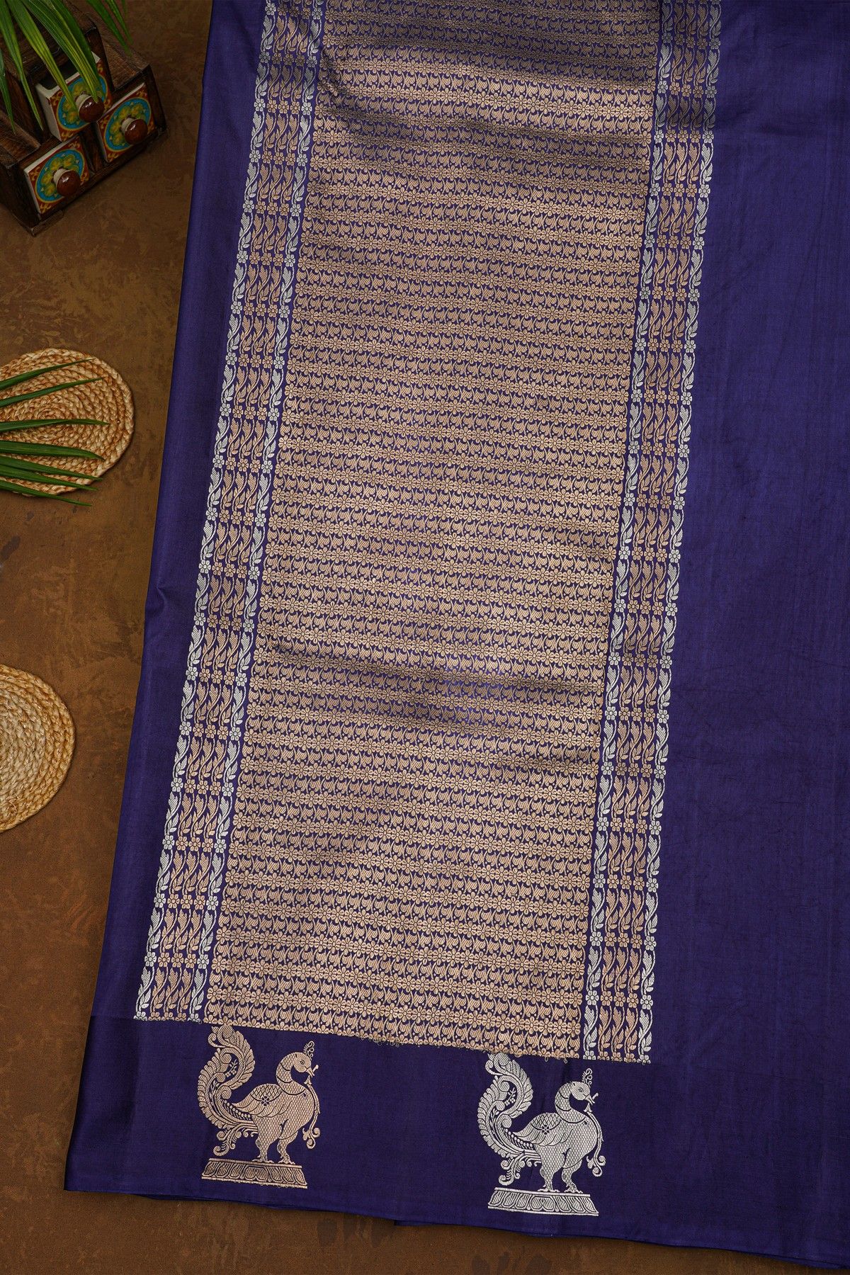 Matka Silk Navy Blue Saree