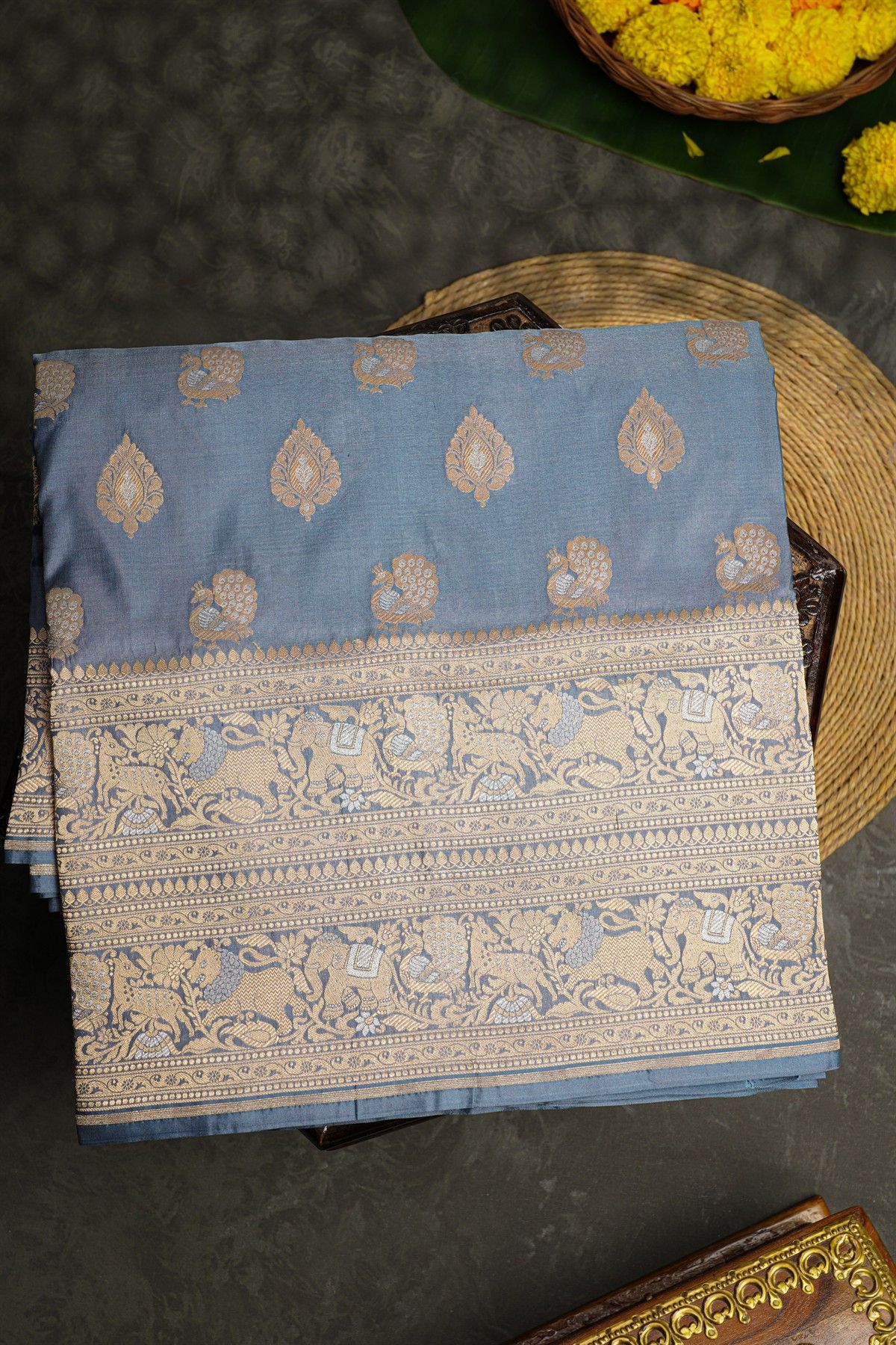 Banarasi Grey  Silk Saree