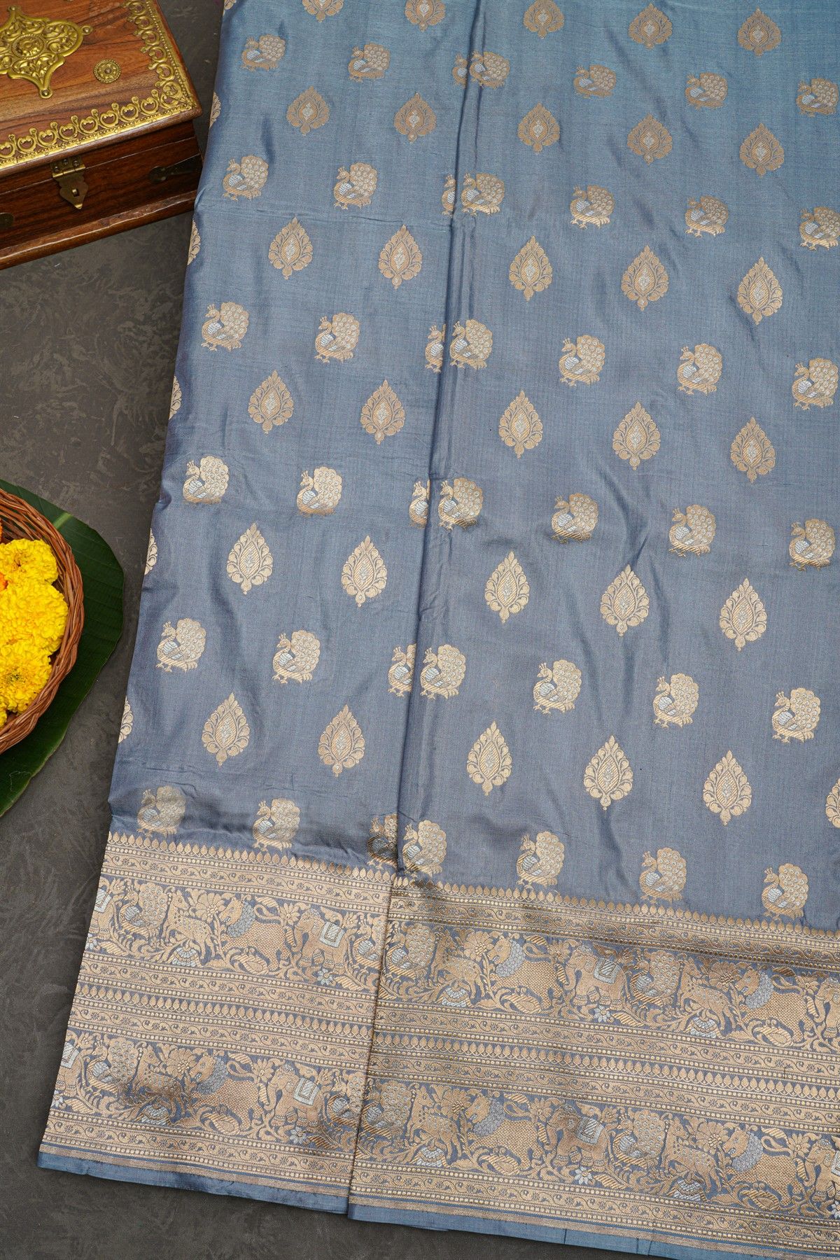 Banarasi Grey  Silk Saree