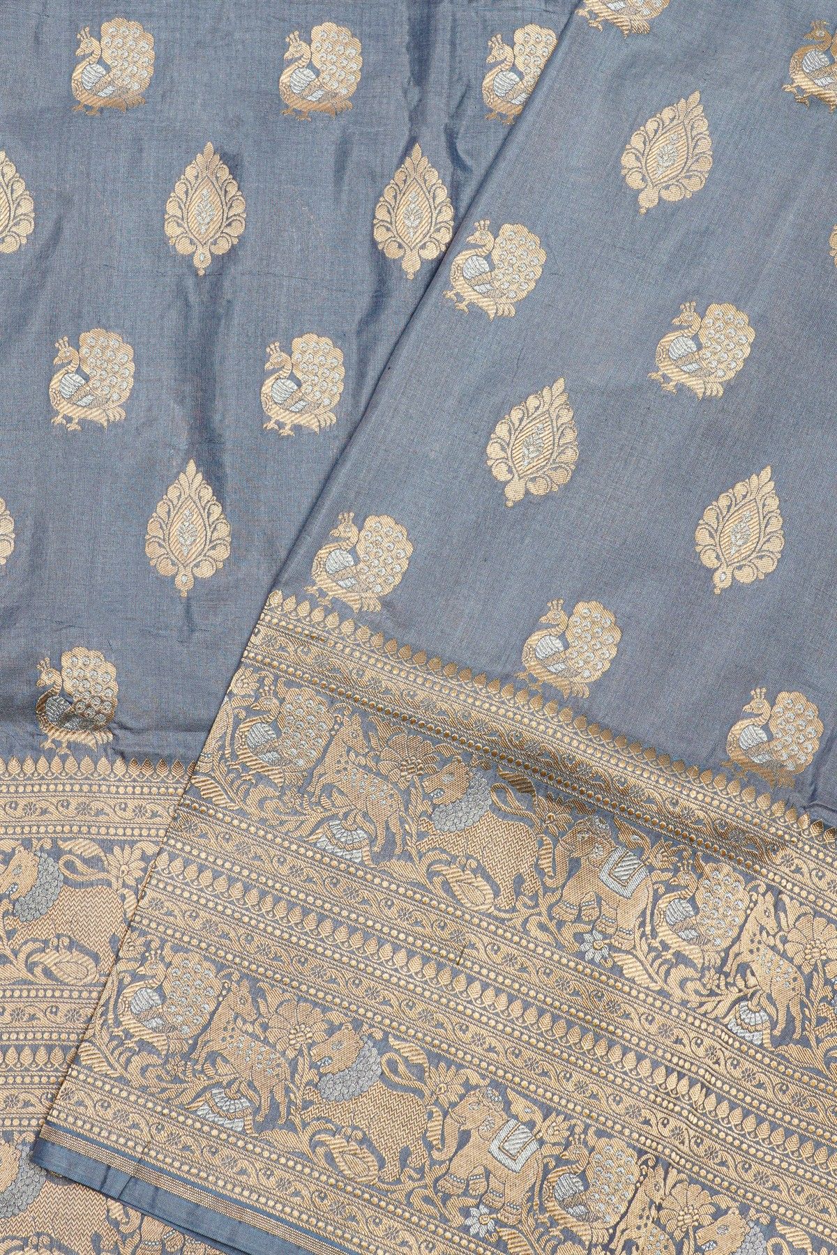 Banarasi Grey  Silk Saree
