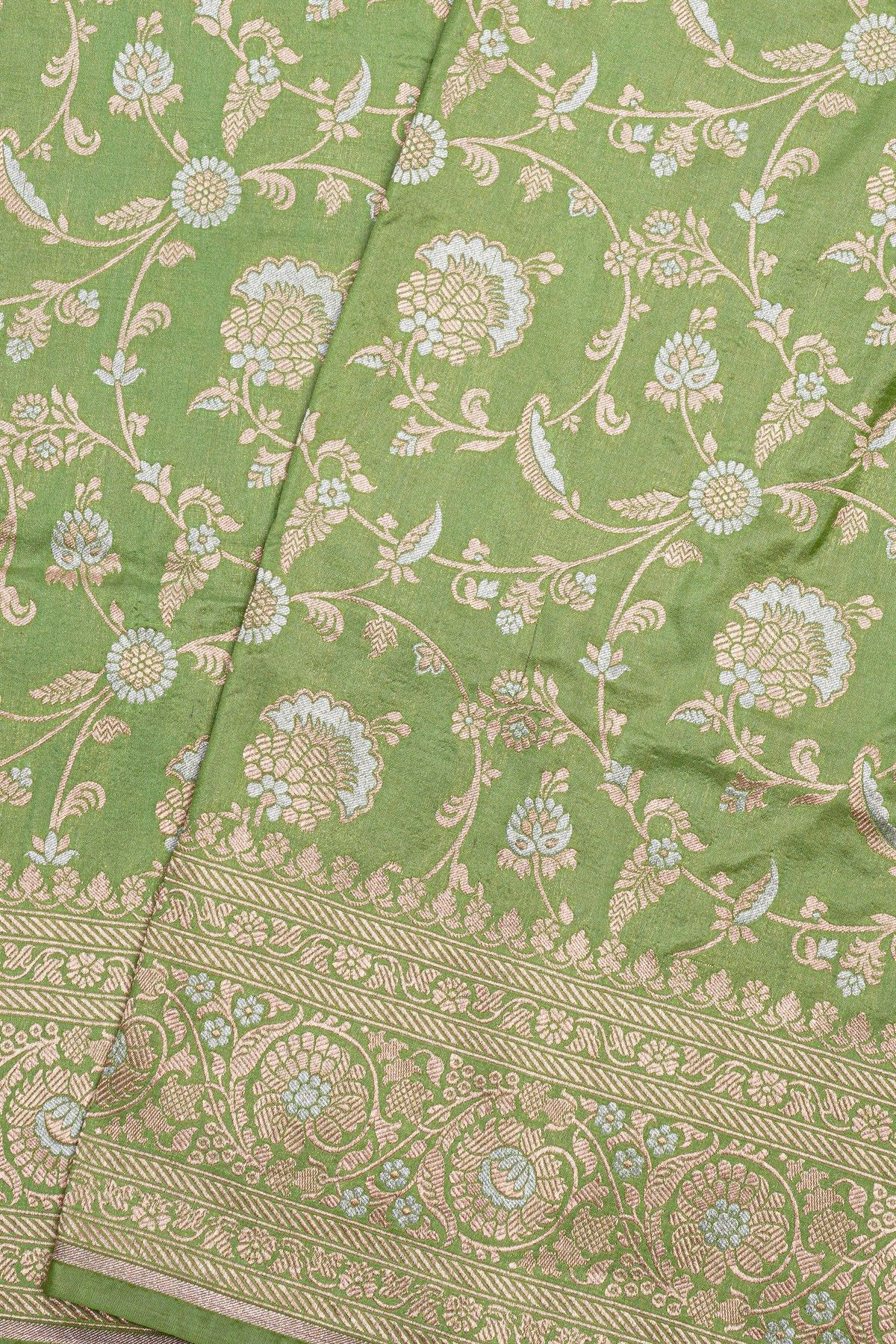 Banarasi Silk Pista Green  Saree