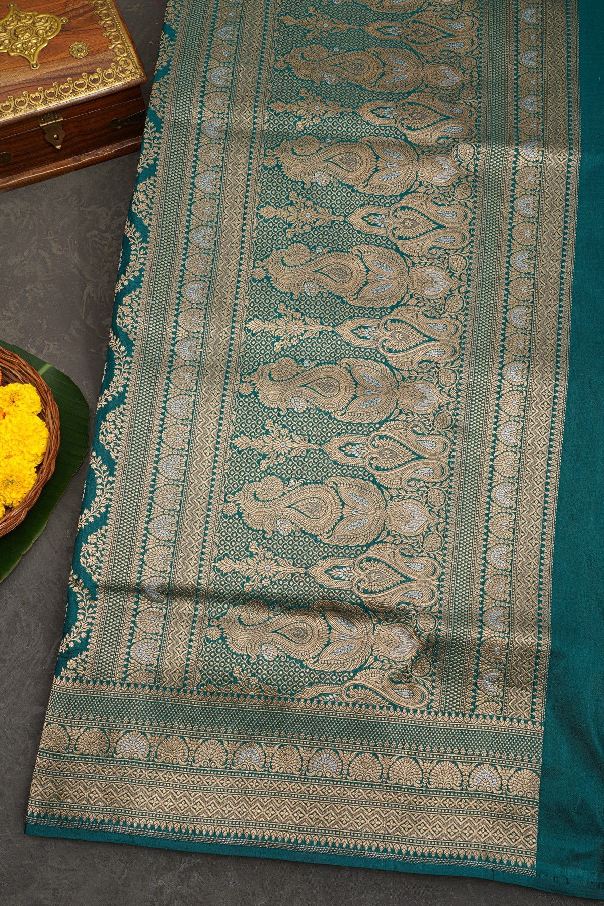 Banarasi Silk Teal Blue  Saree