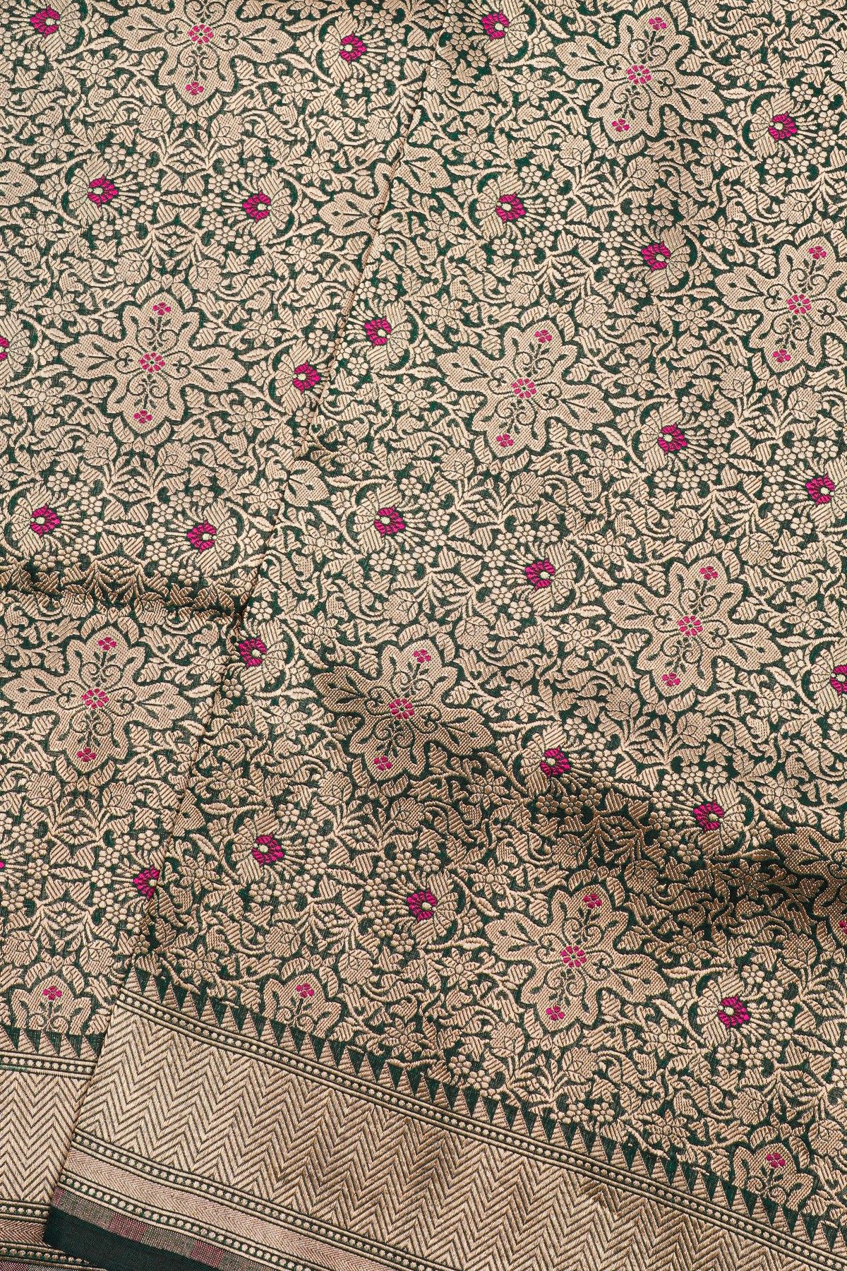 Banarasi Silk Bottle Green Saree