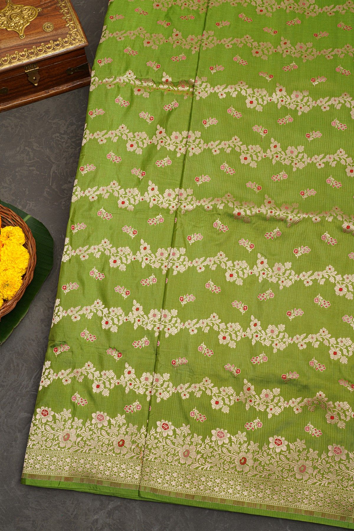 Banarasi Silk Parrot Green Saree