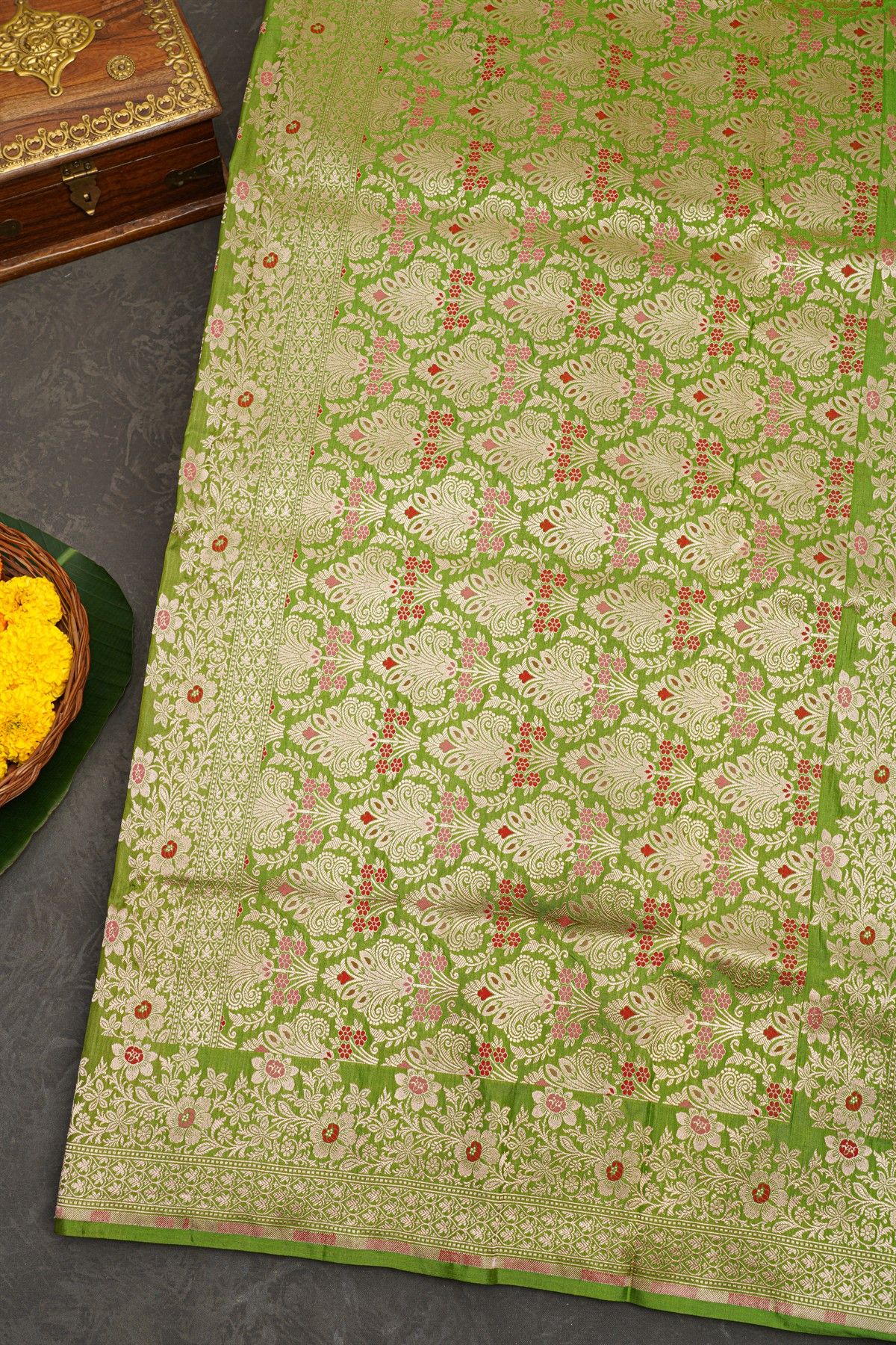 Banarasi Silk Parrot Green Saree