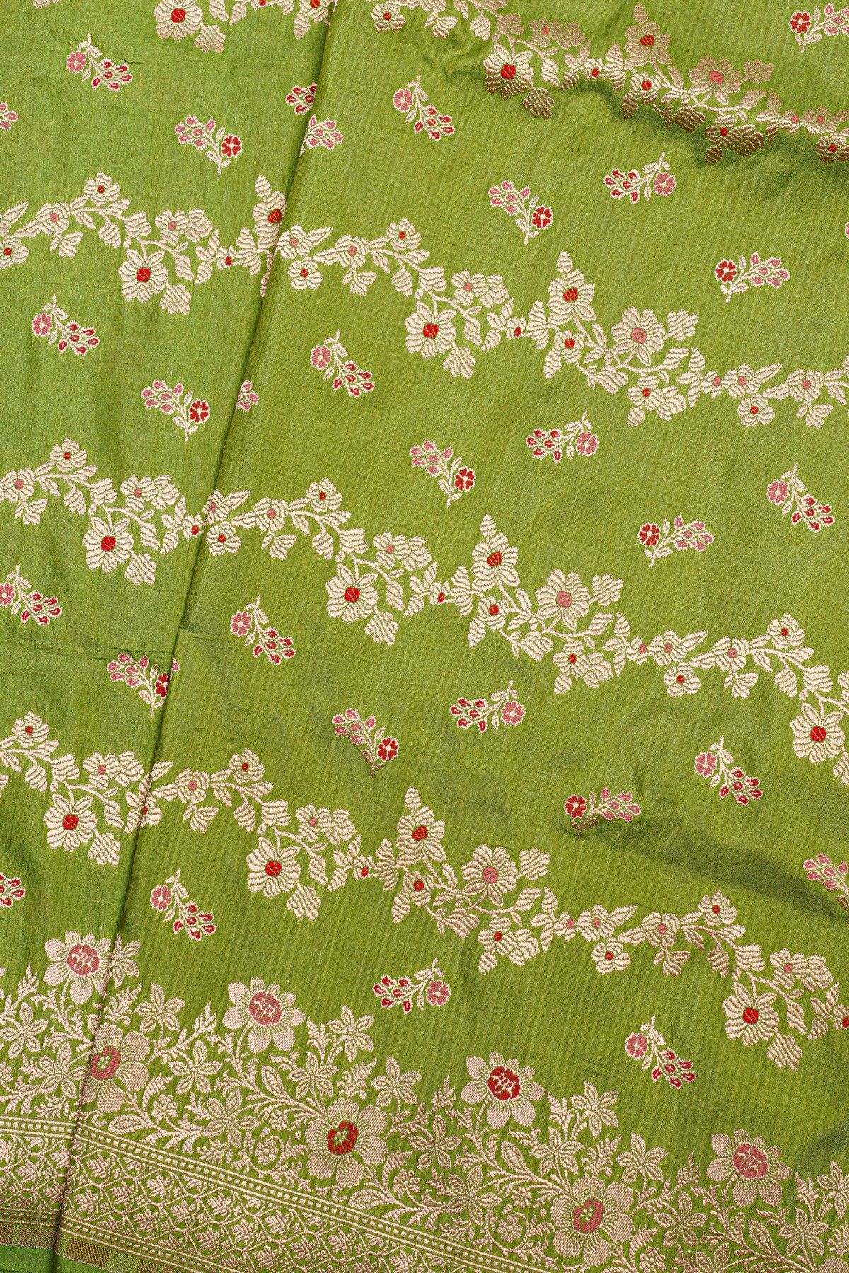 Banarasi Silk Parrot Green Saree