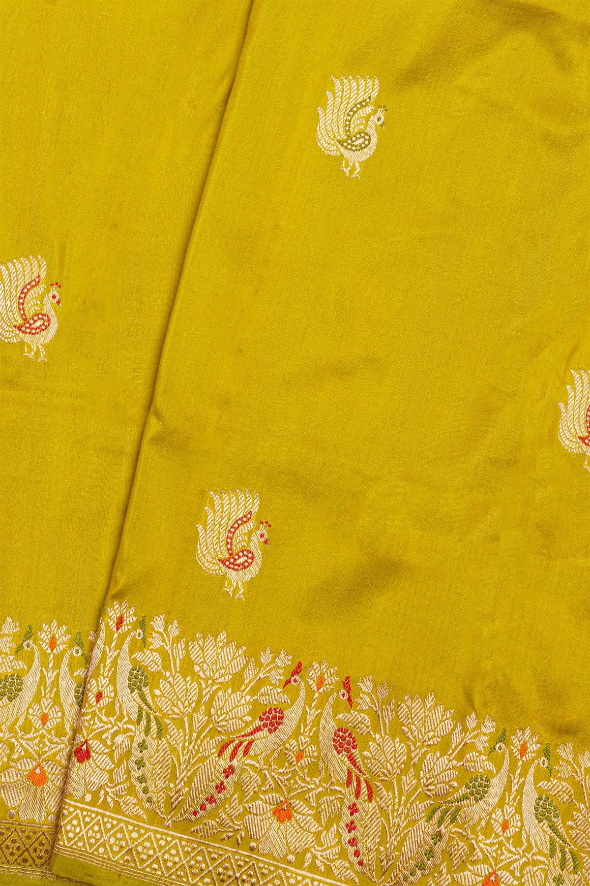 Banarasi Silk Lime Yellow Saree