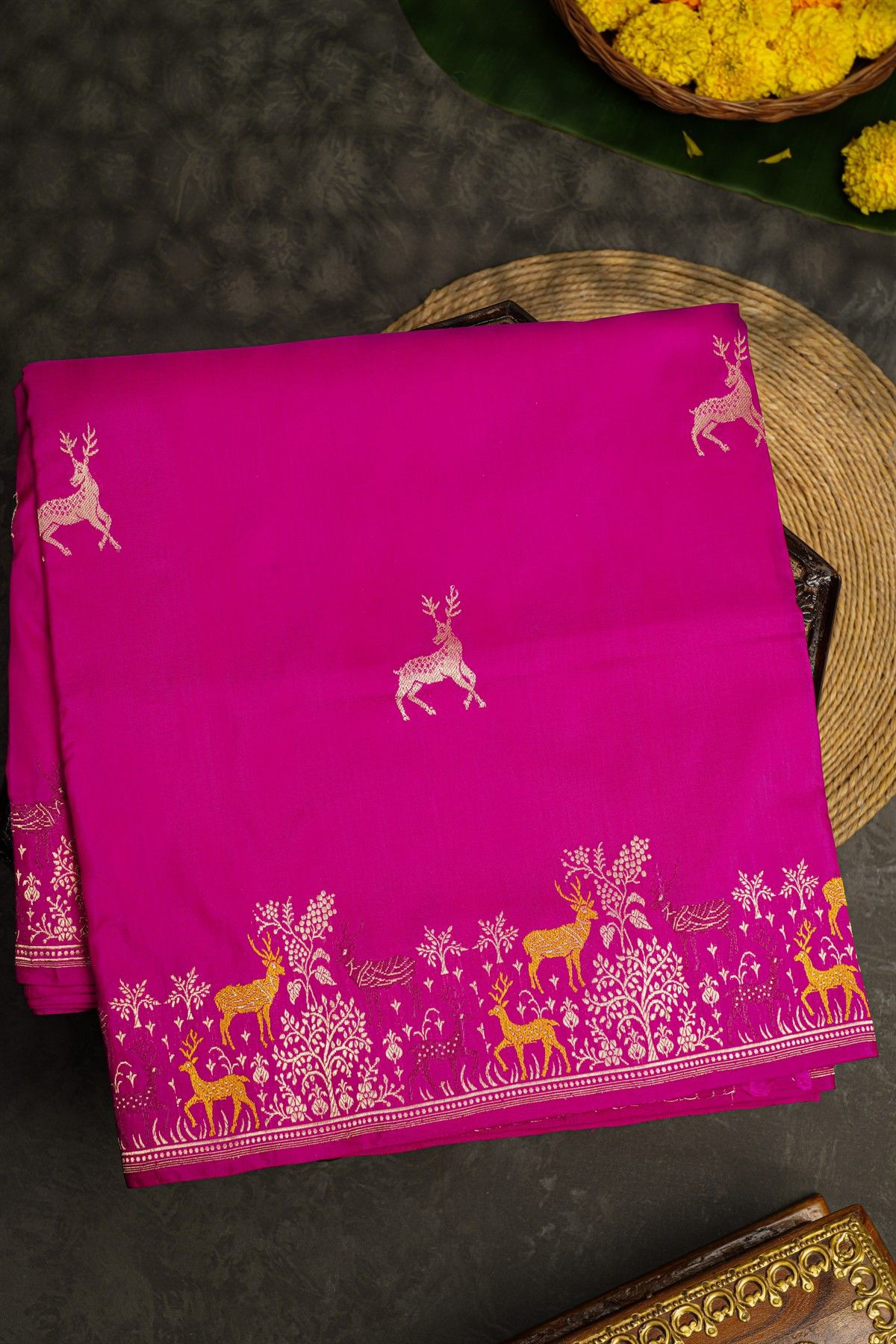 Banarasi Silk Rani Pink Saree