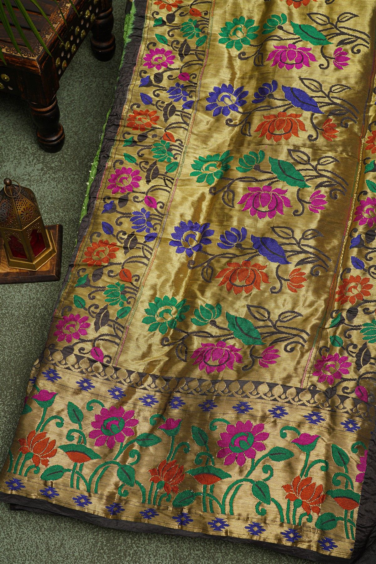 Bandhani Silk Green Saree