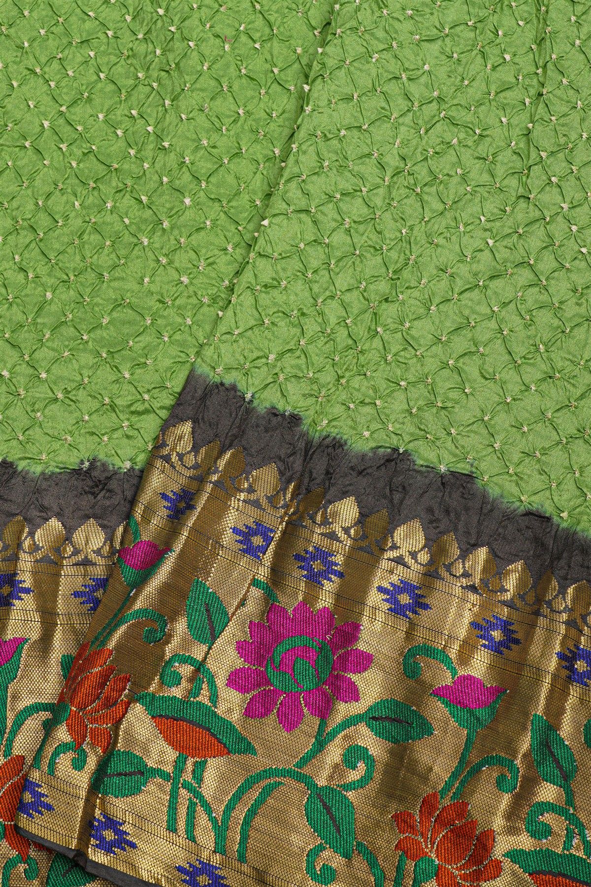 Bandhani Silk Green Saree