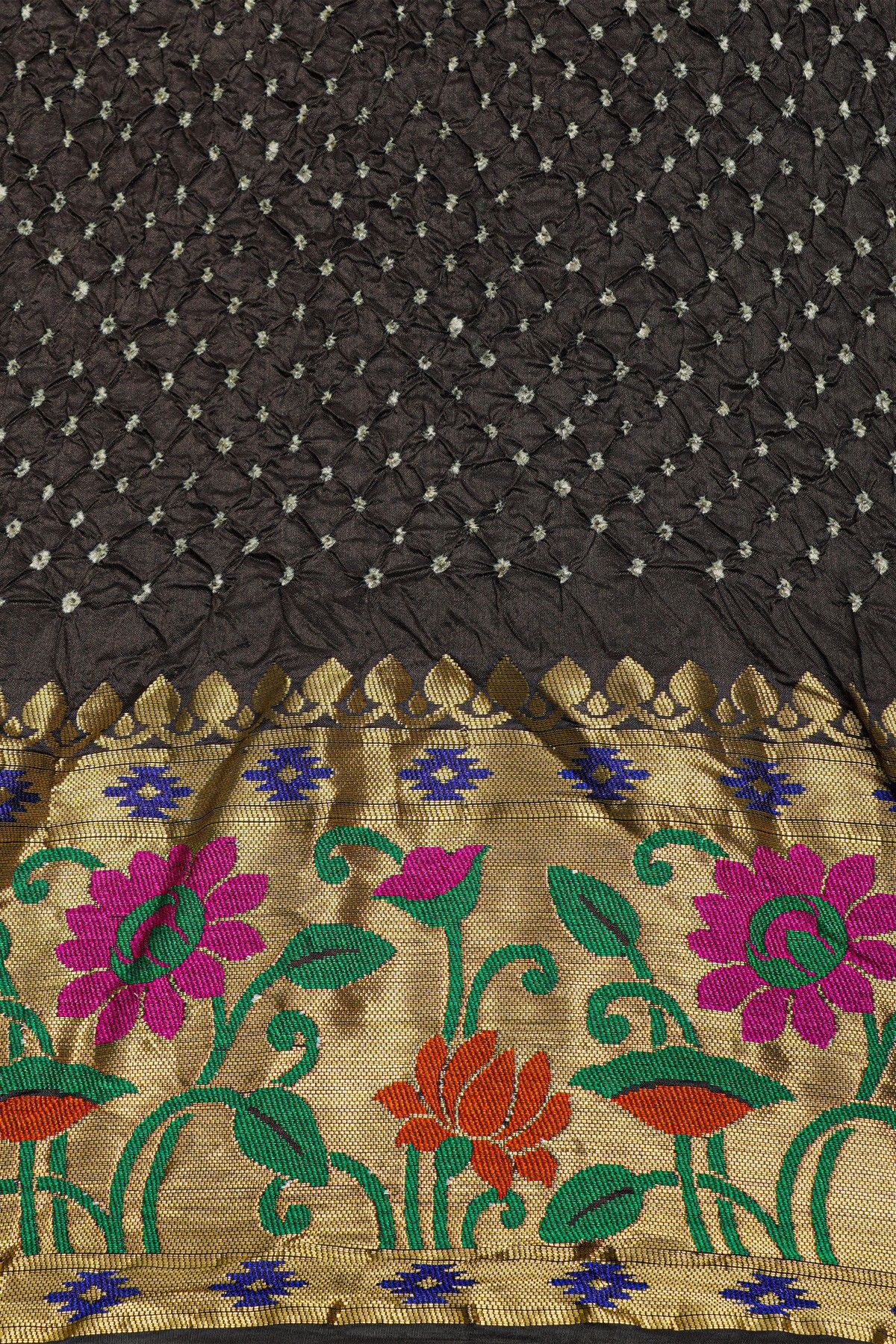 Bandhani Silk Green Saree