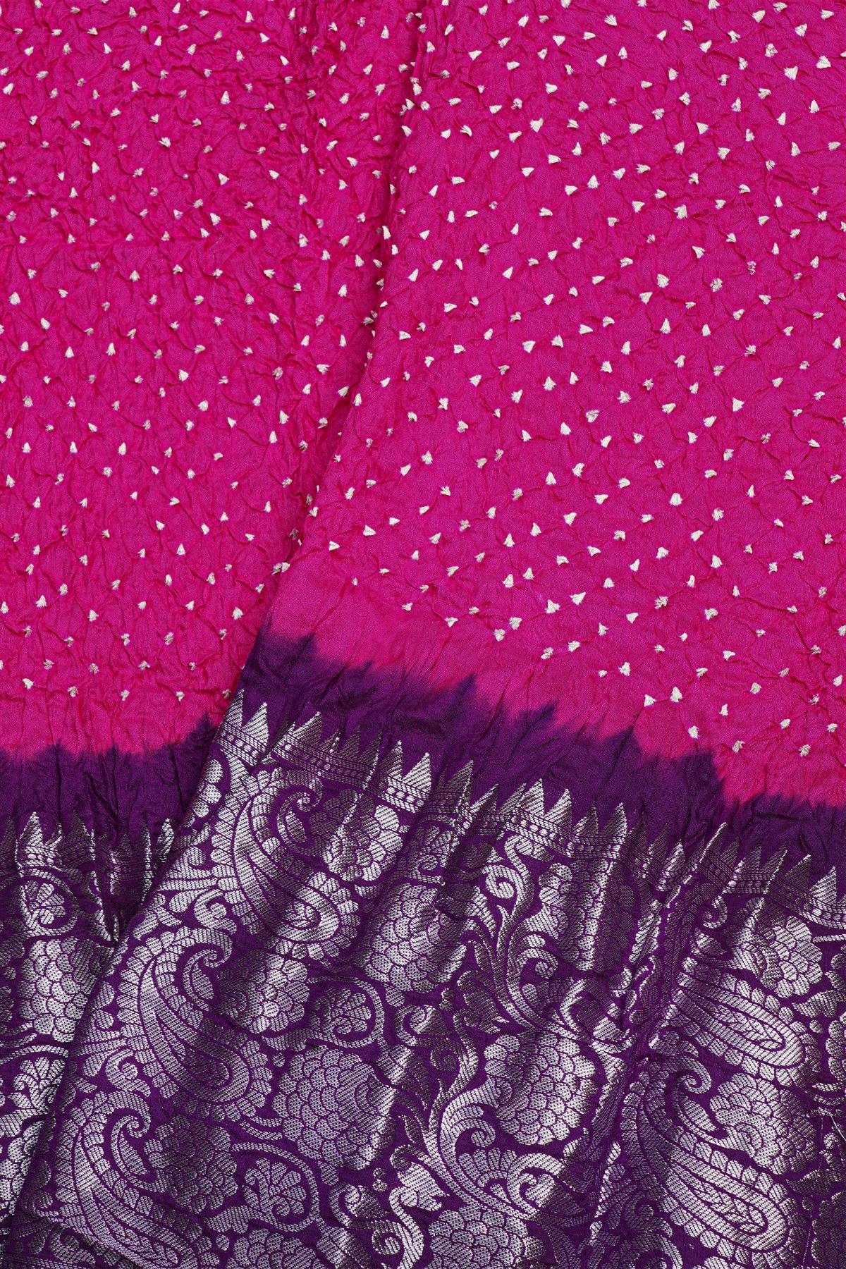 Bandhani Silk Magenta  Saree