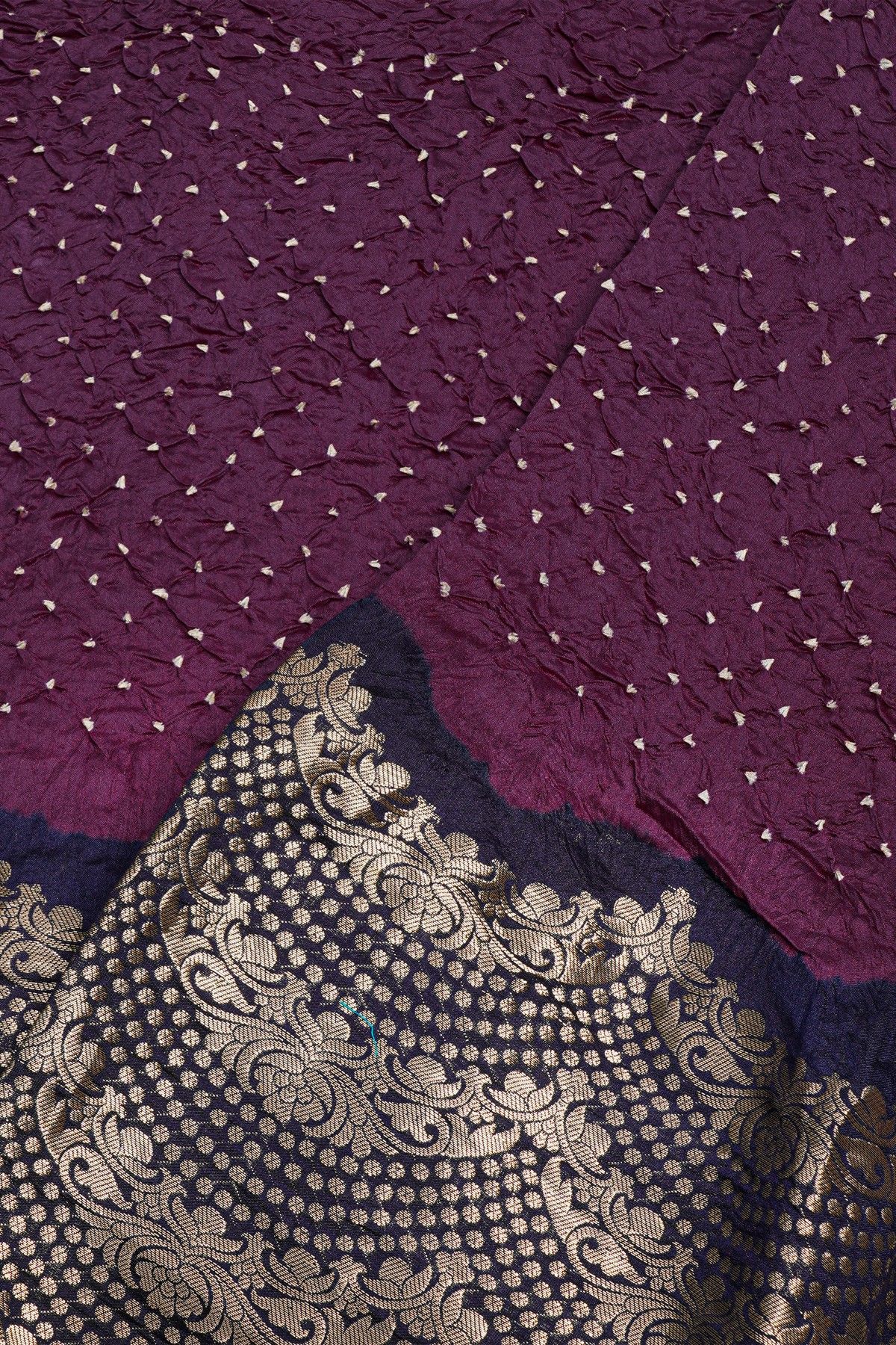 Bandhani Silk  Wine Saree