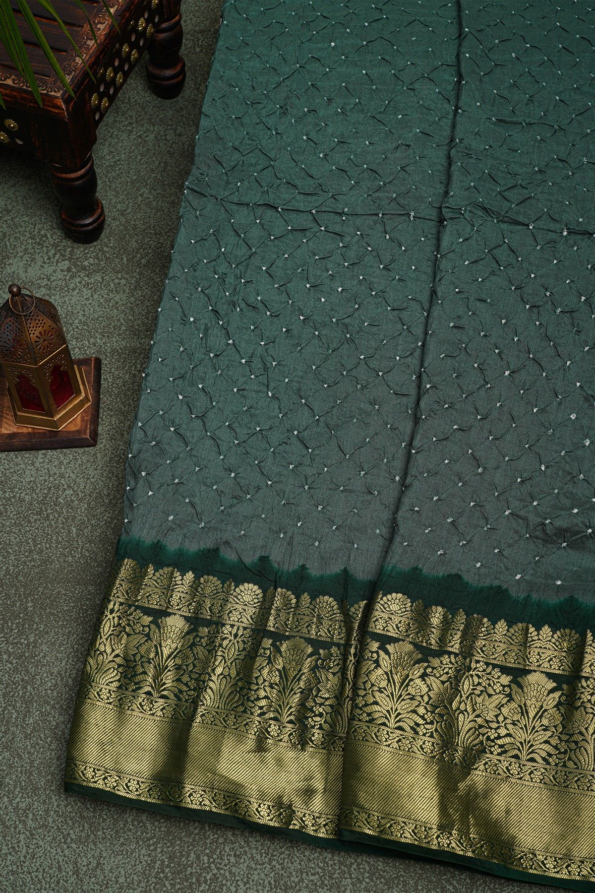 Bandhani Silk Grey  Saree