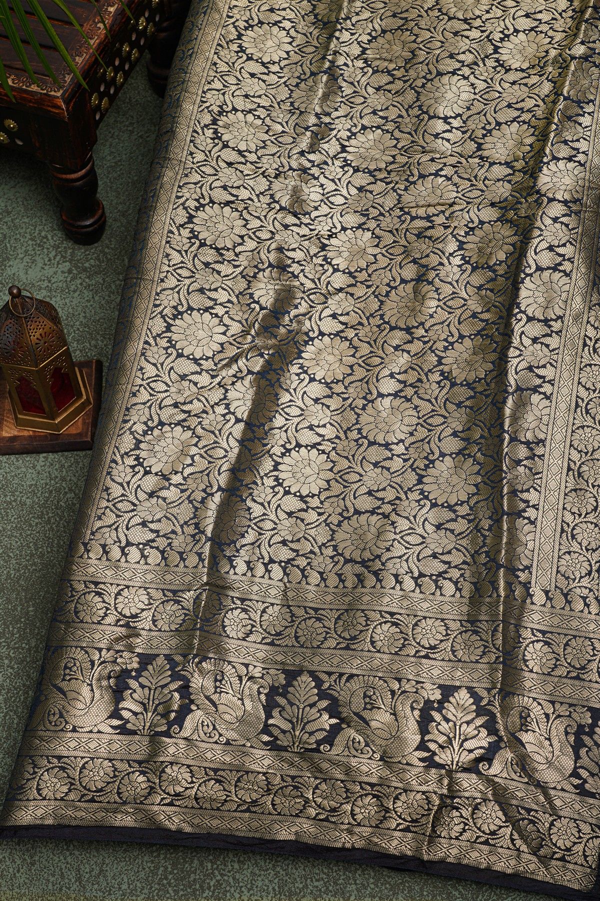 Bandhani Silk Peacock Green  Saree