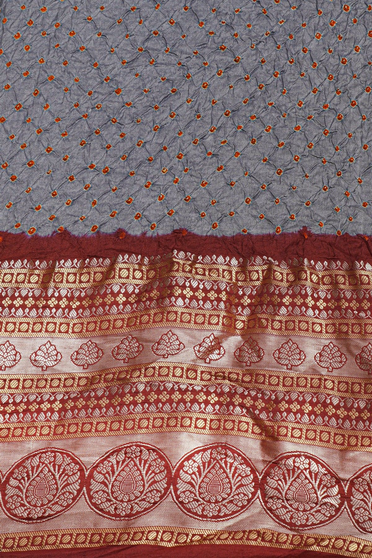 Bandhani Silk Grey Saree