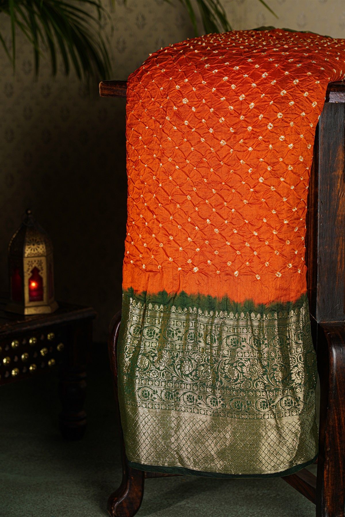Bandhani Silk Orange Saree