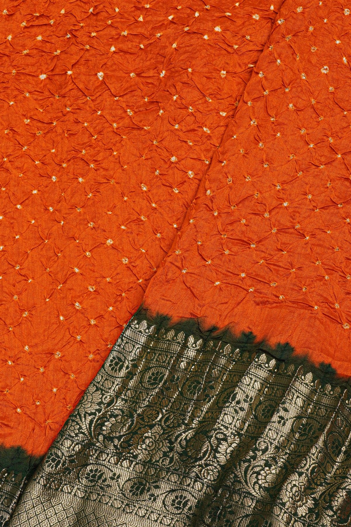 Bandhani Silk Orange Saree