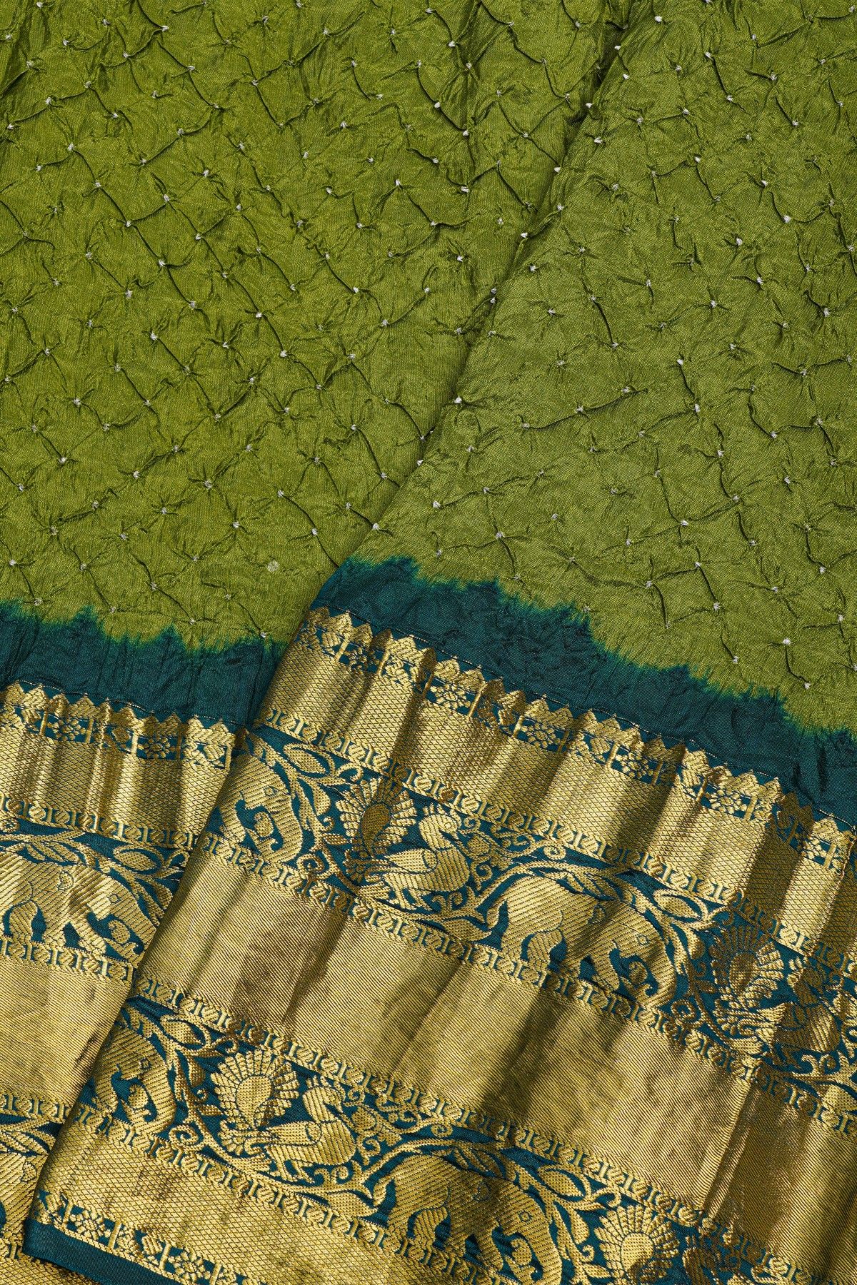 Bandhani Silk Mehendi Green  Saree