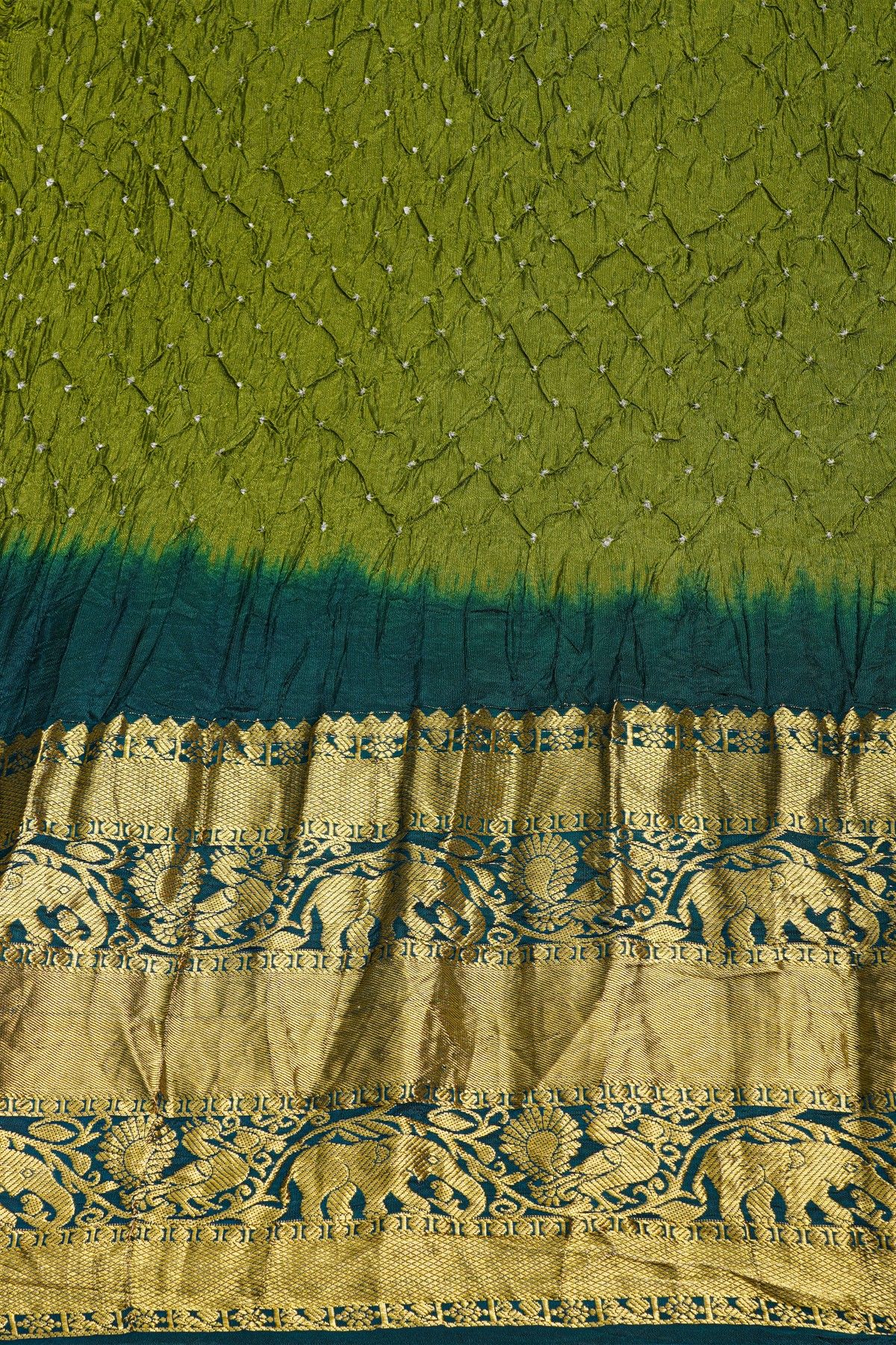 Bandhani Silk Mehendi Green  Saree