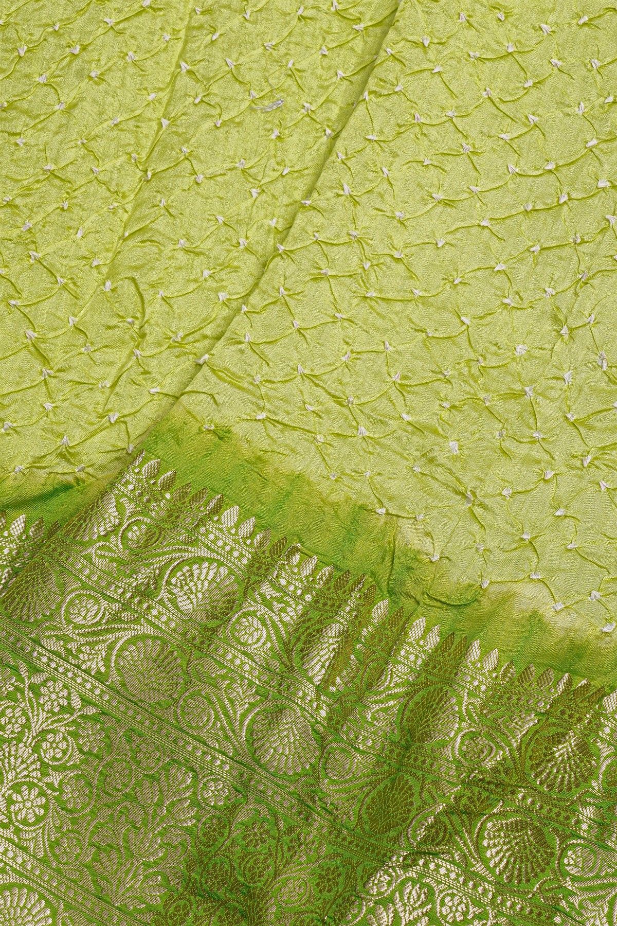 Bandhani Silk Light Green Saree