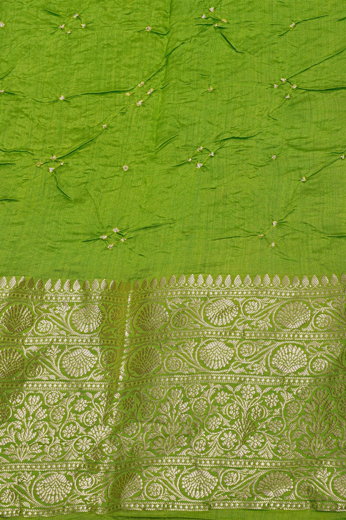 Bandhani Silk Light Green Saree