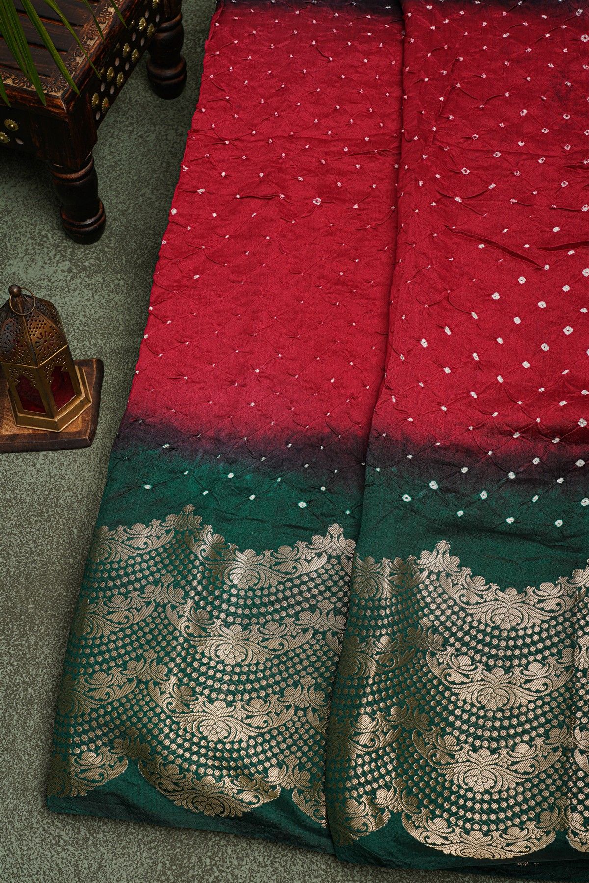 Bandhani Silk Red Saree