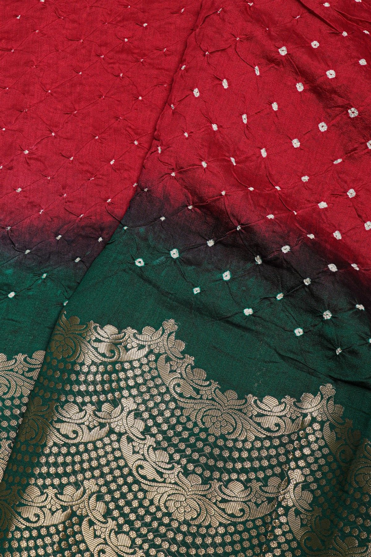 Bandhani Silk Red Saree