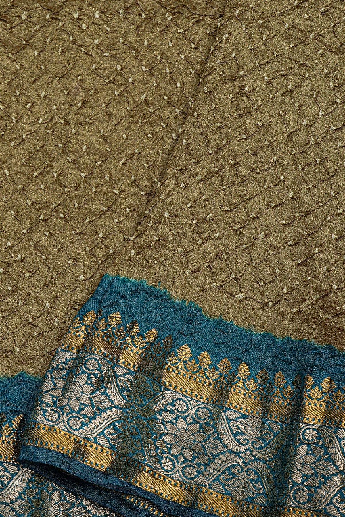 Bandhani Silk Beige  Saree