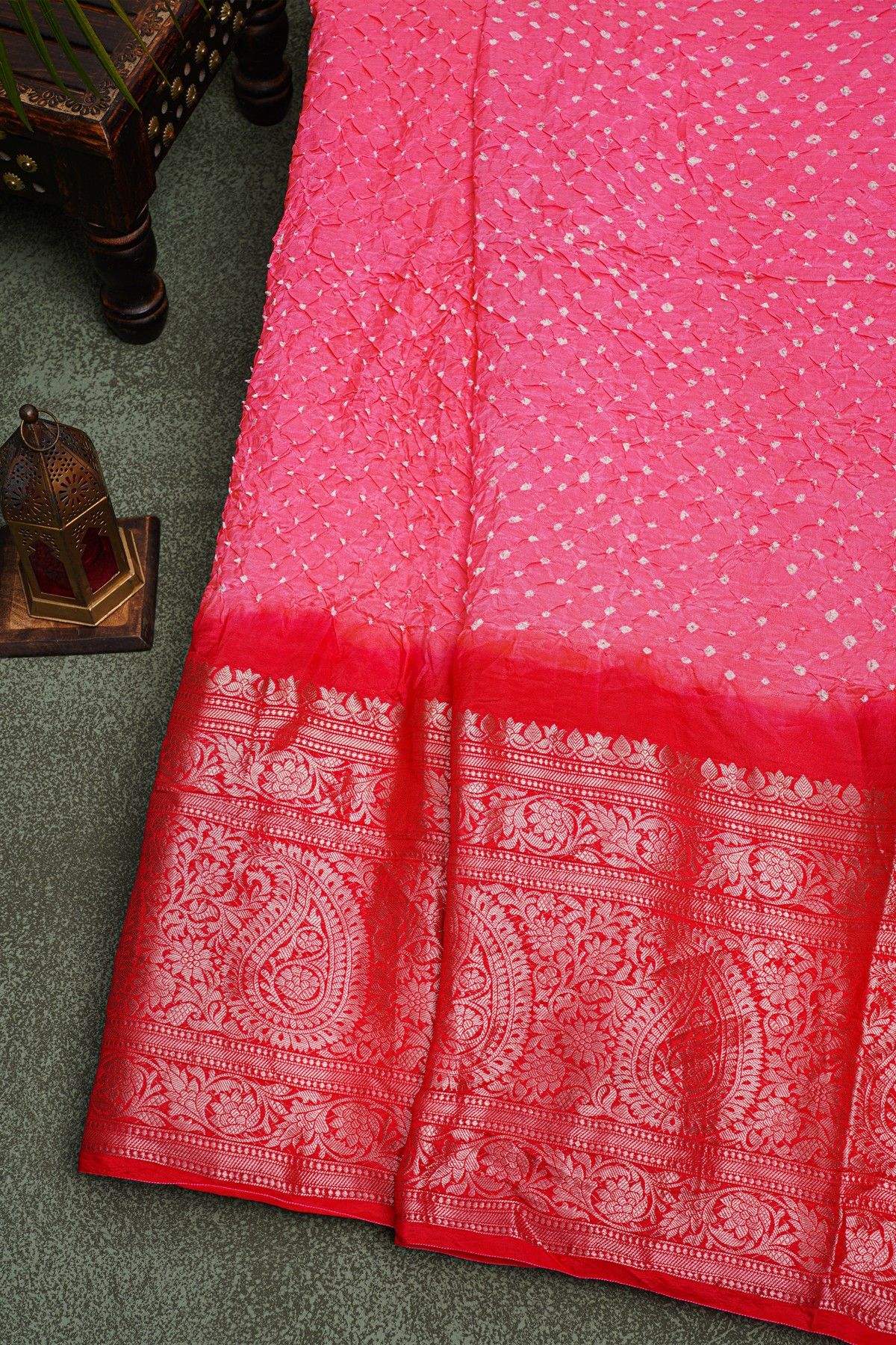 Bandhani Silk Pink  Saree