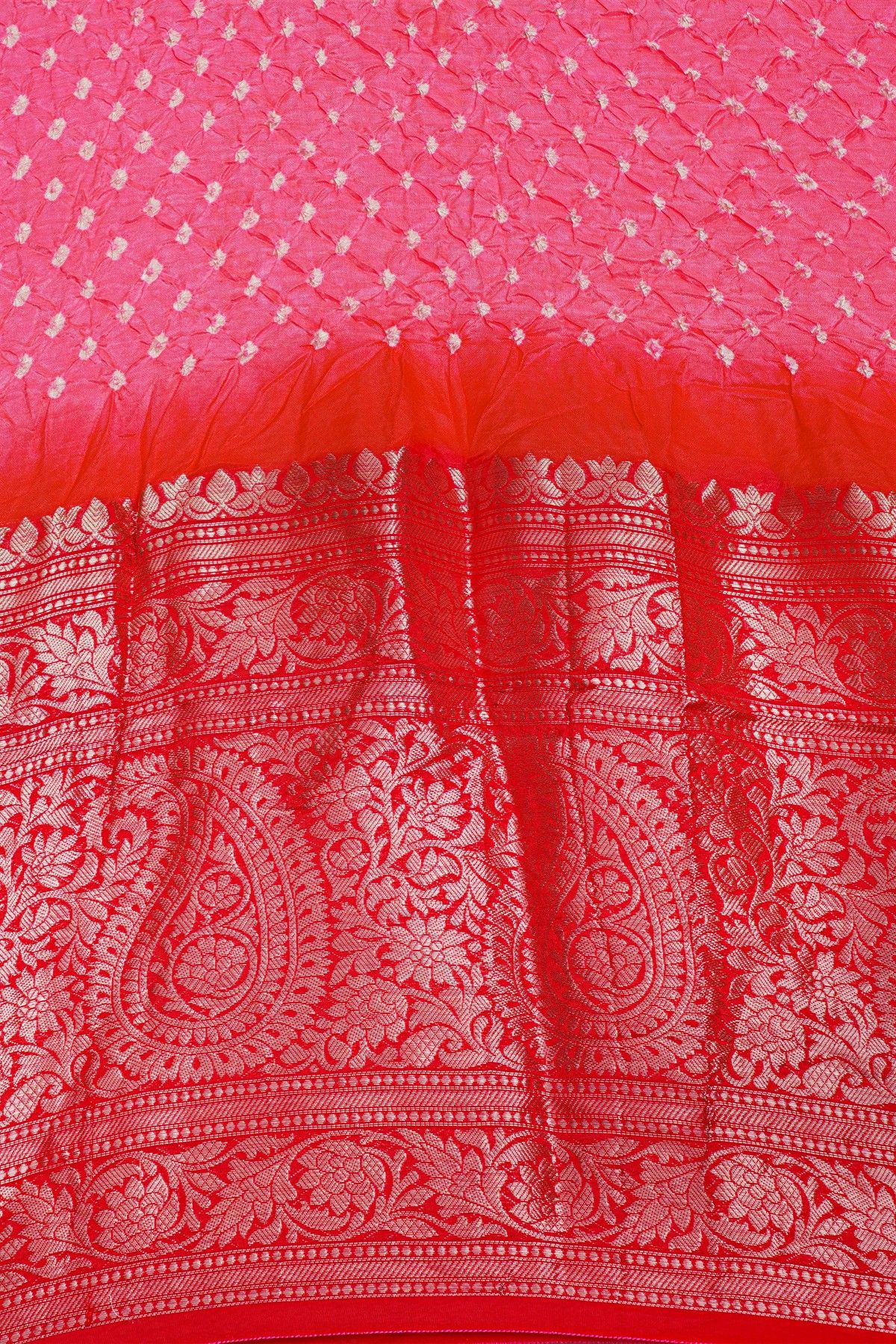 Bandhani Silk Pink  Saree