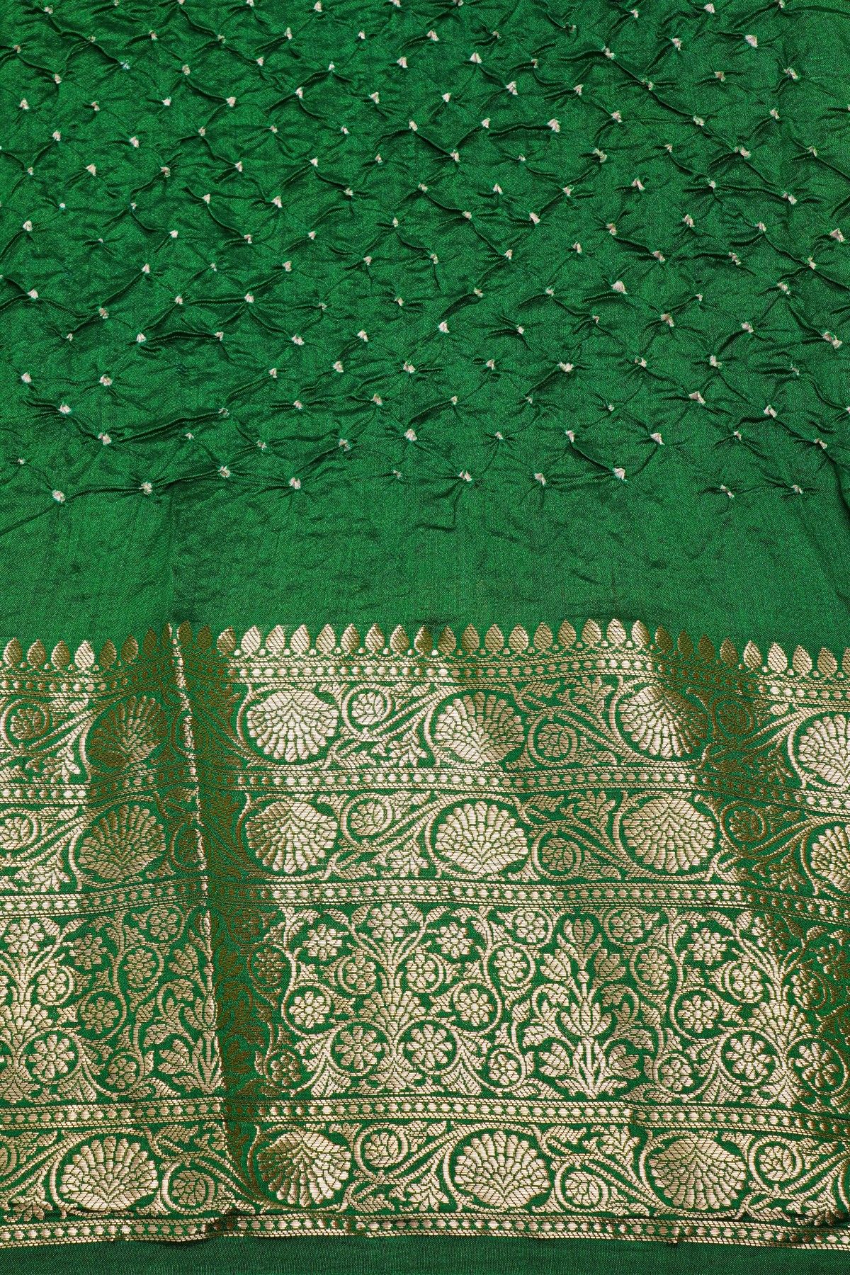 Bandhani Silk Green  Saree