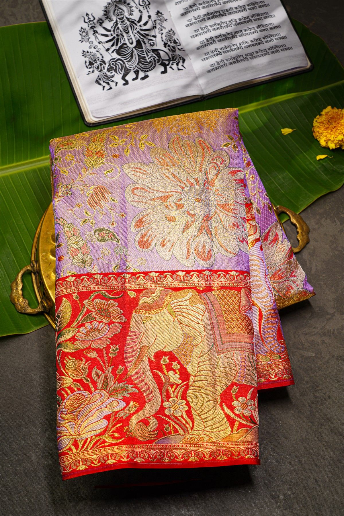 Kancheepuram Tissue Lavender  Saree