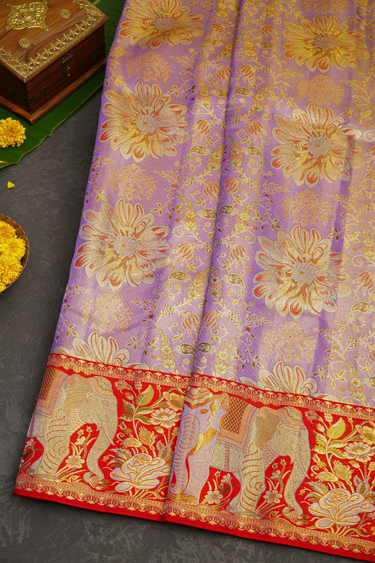 Kancheepuram Tissue Lavender  Saree