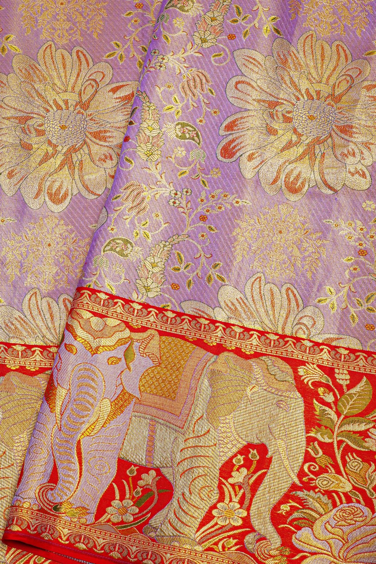 Kancheepuram Tissue Lavender  Saree