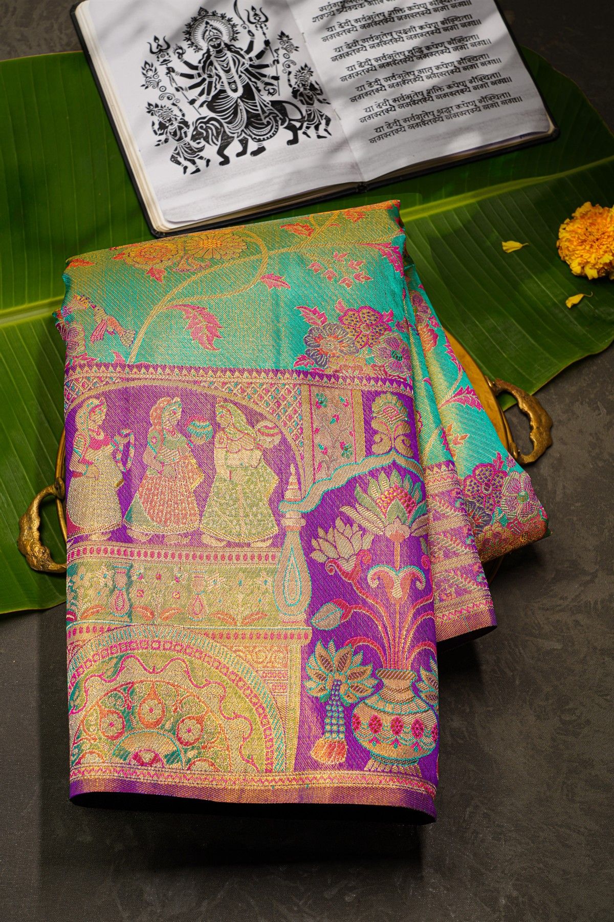 Kancheepuram Tissue Blue  Saree