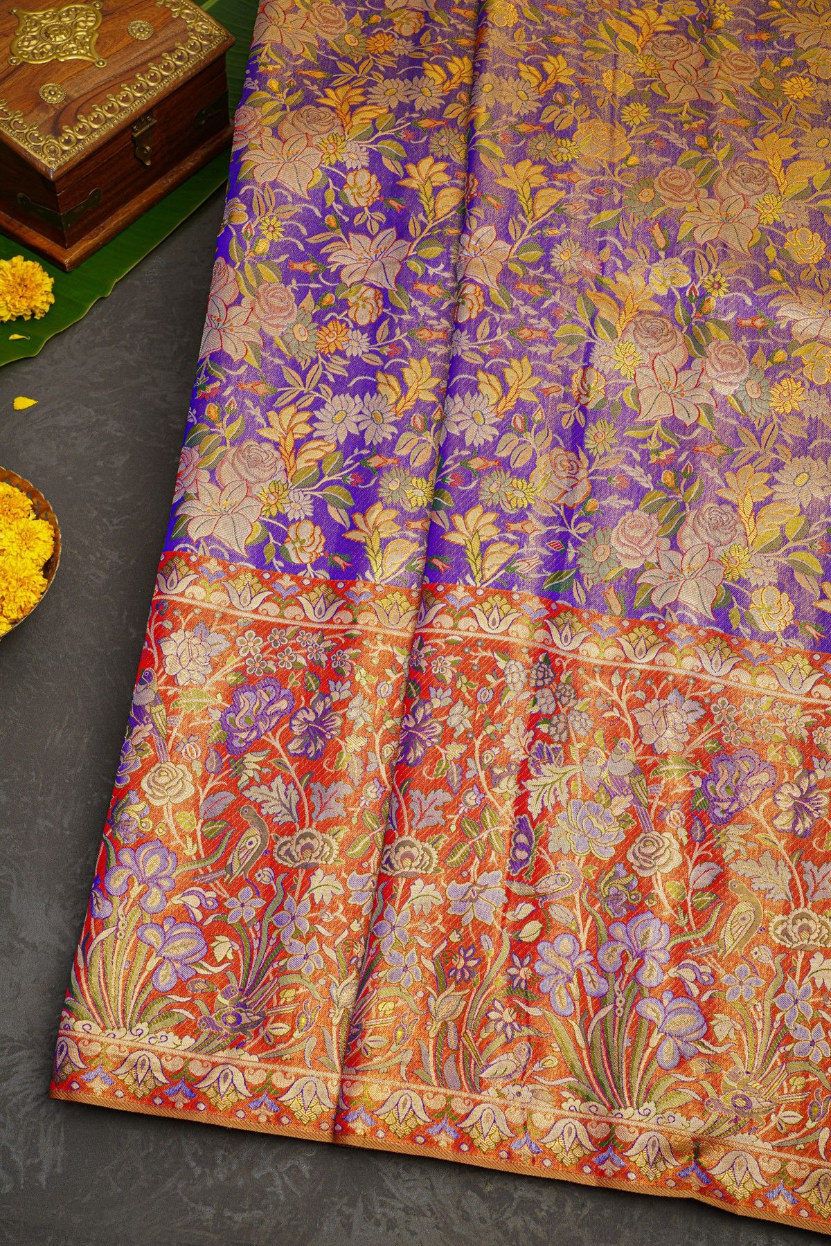 Kancheepuram Tissue Blue  Saree