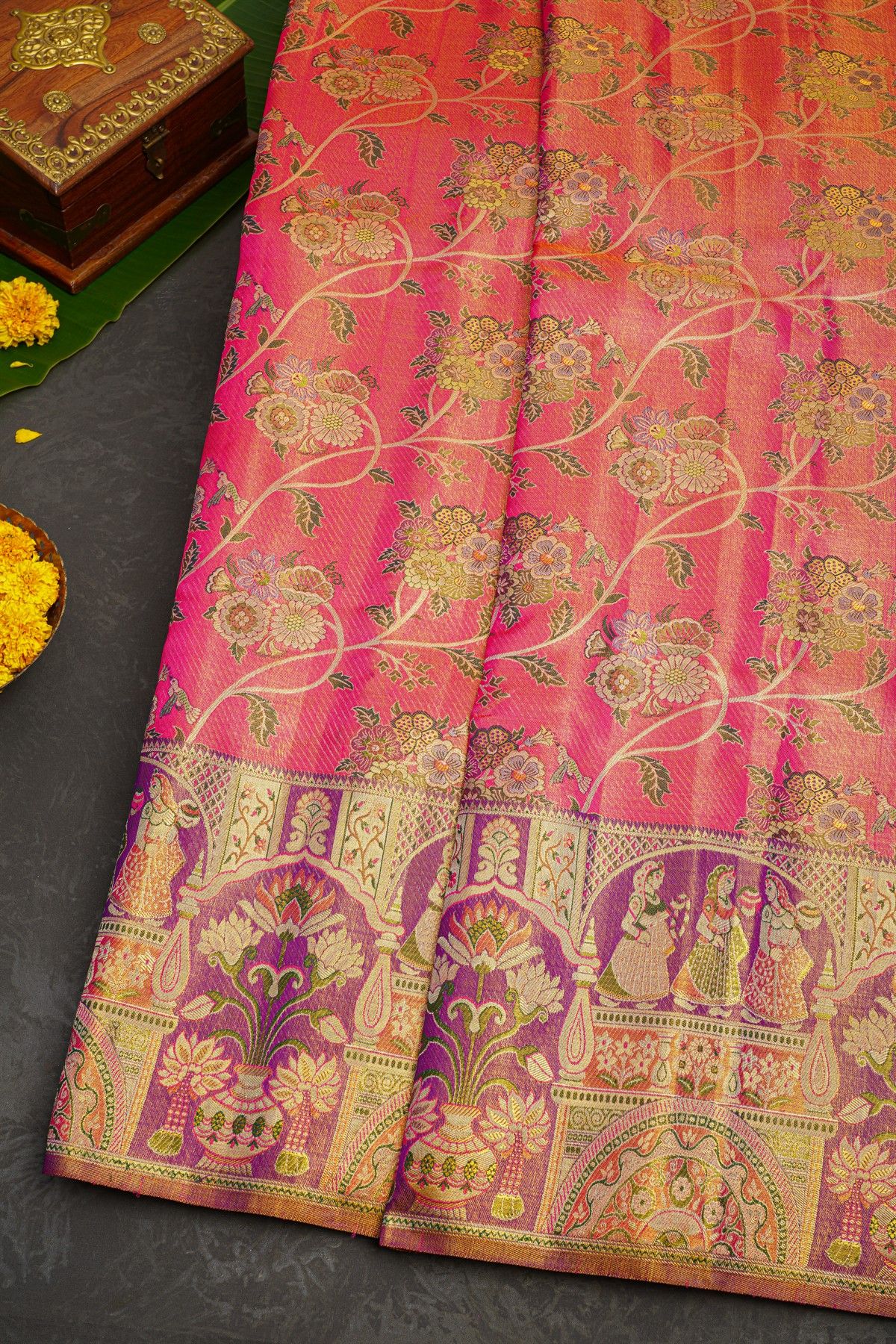 Kancheepuram Tissue Pink  Saree