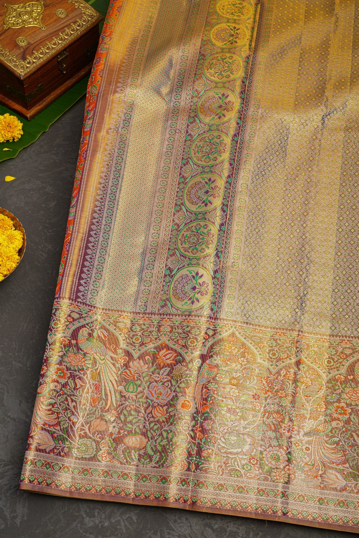 Kancheepuram Tissue Dual Colour Saree