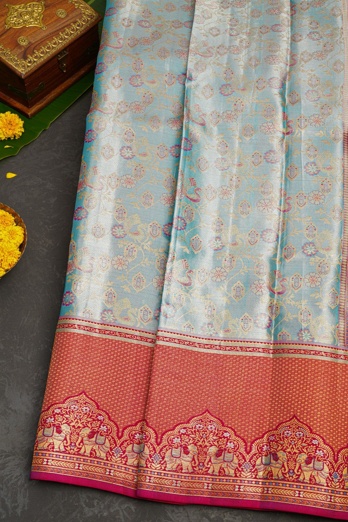 Kancheepuram Tissue Blue Saree