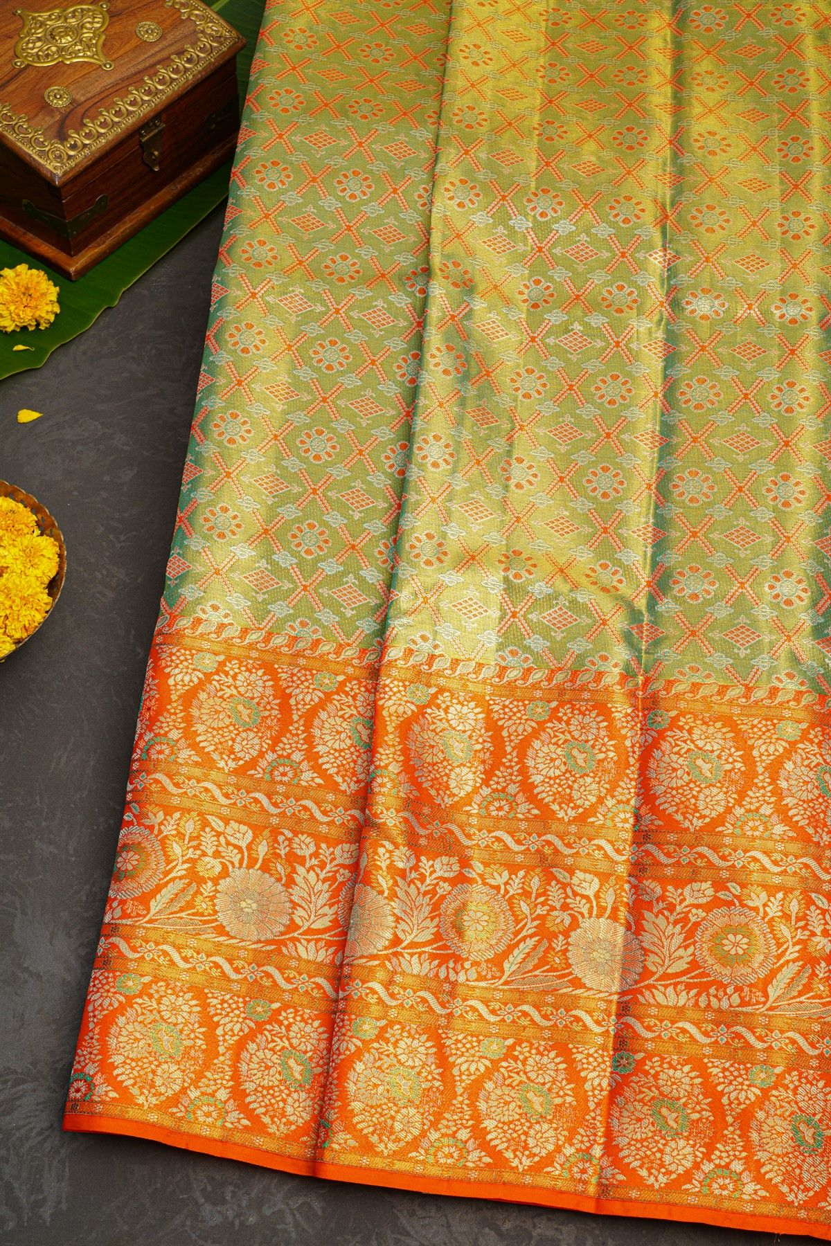 Kancheepuram Tissue Dual Colour  Saree