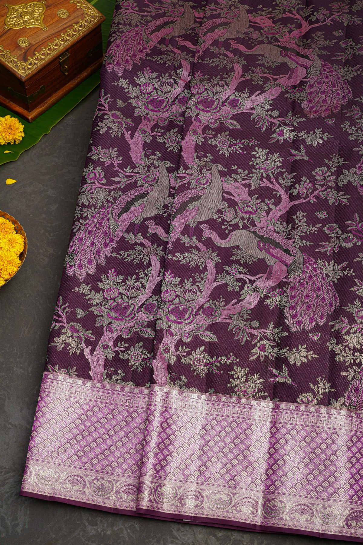 Kancheepuram Silk Wine Saree