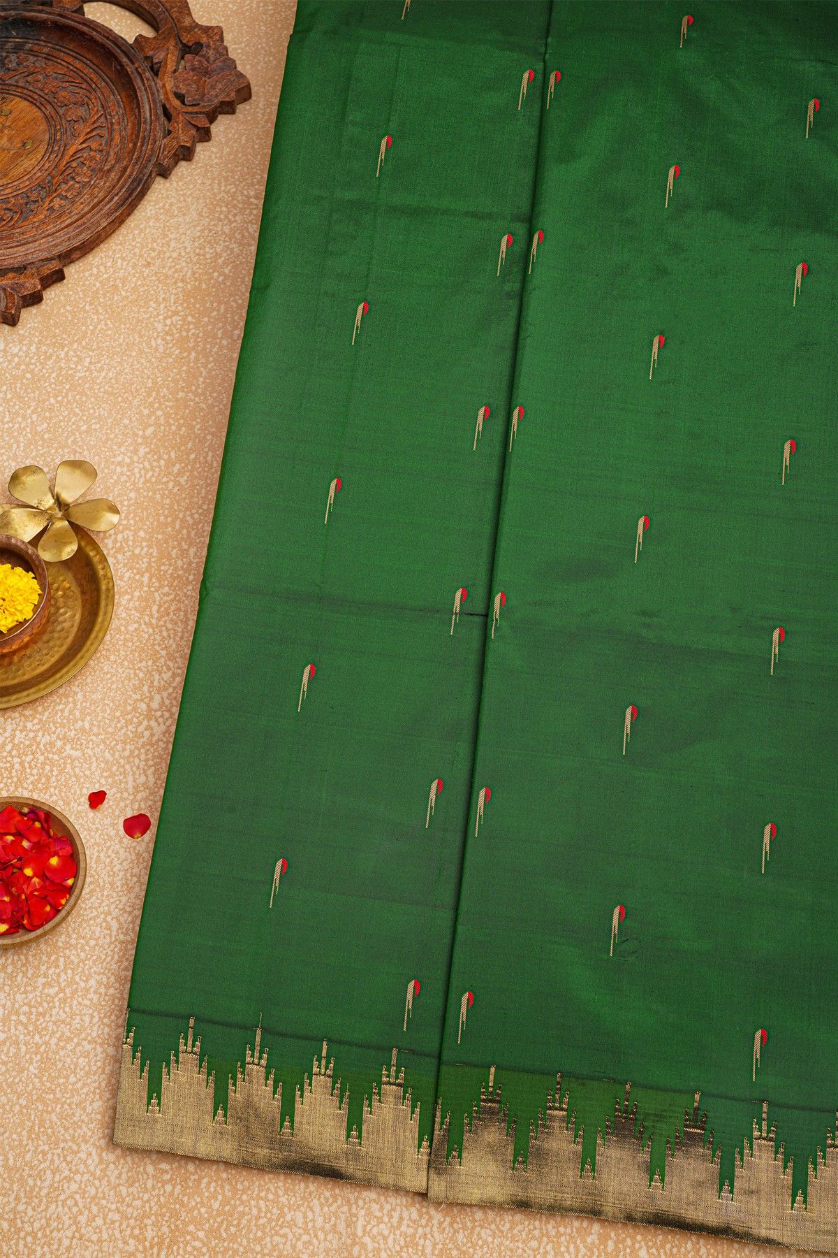 Paithani Silk Bottle Green Saree