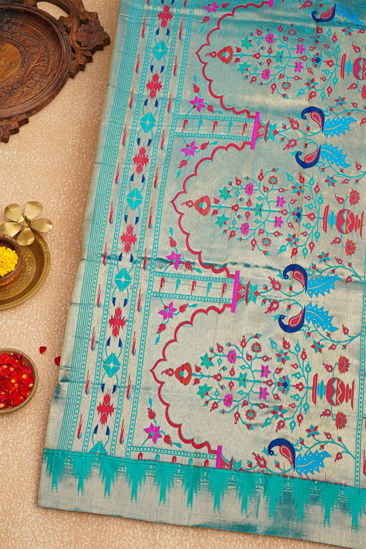 Paithani Silk Sky Blue saree