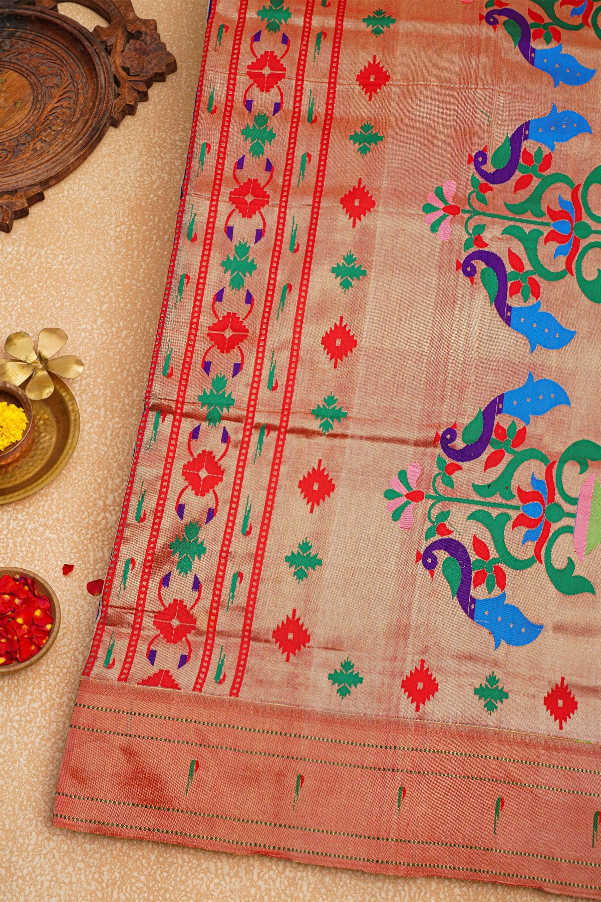 Paithani Silk Royal Blue Saree