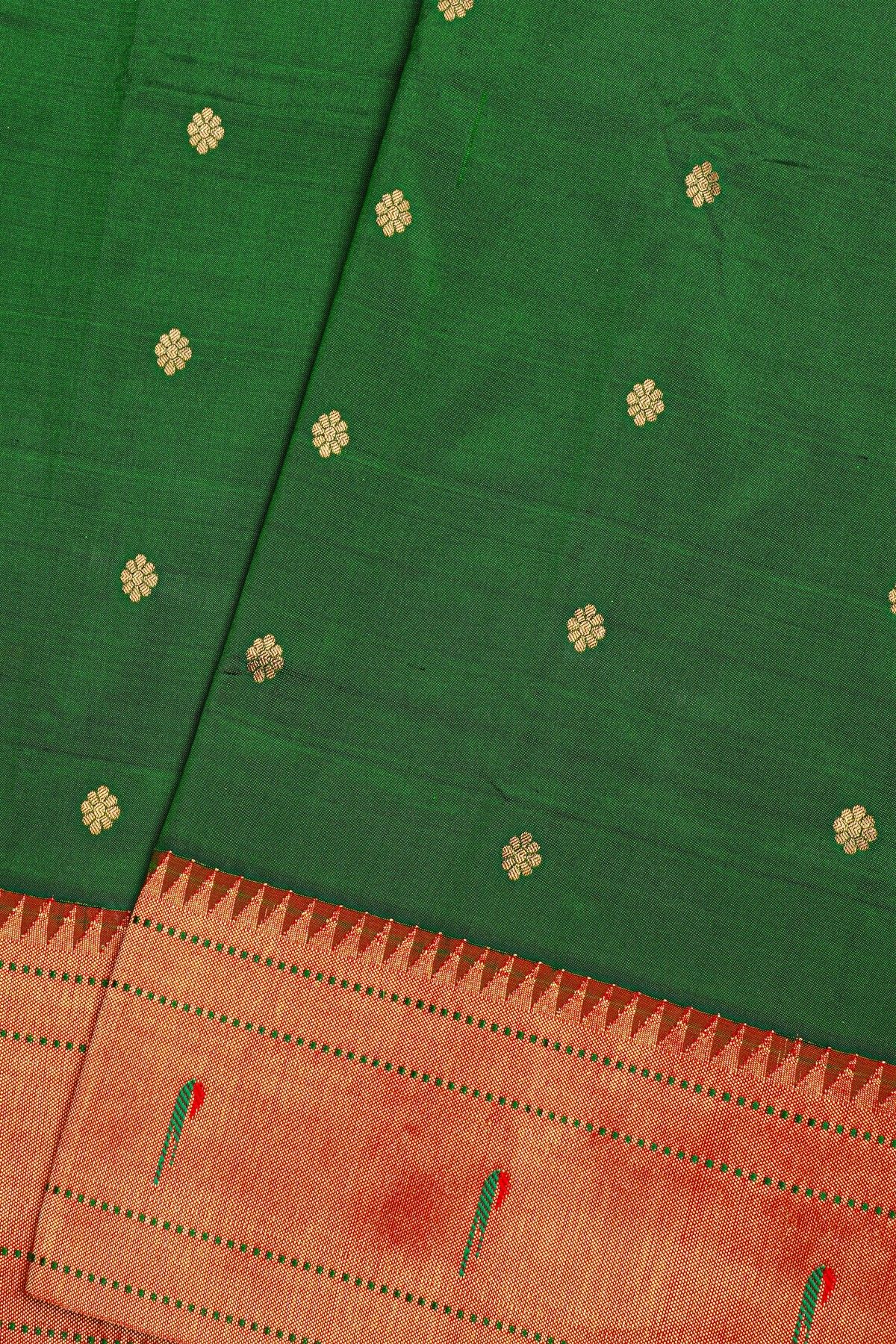 Paithani Silk Bottle Green saree