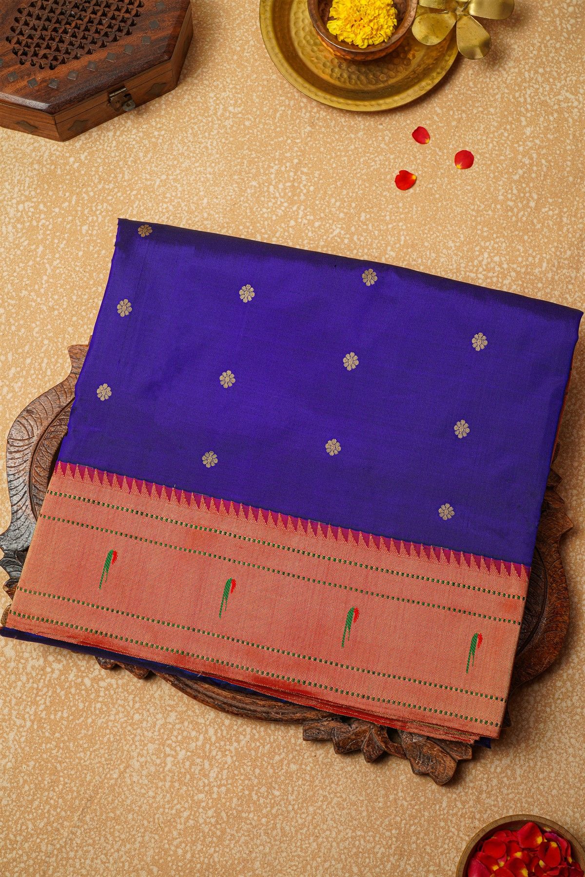 Paithani Silk Royal Blue Saree