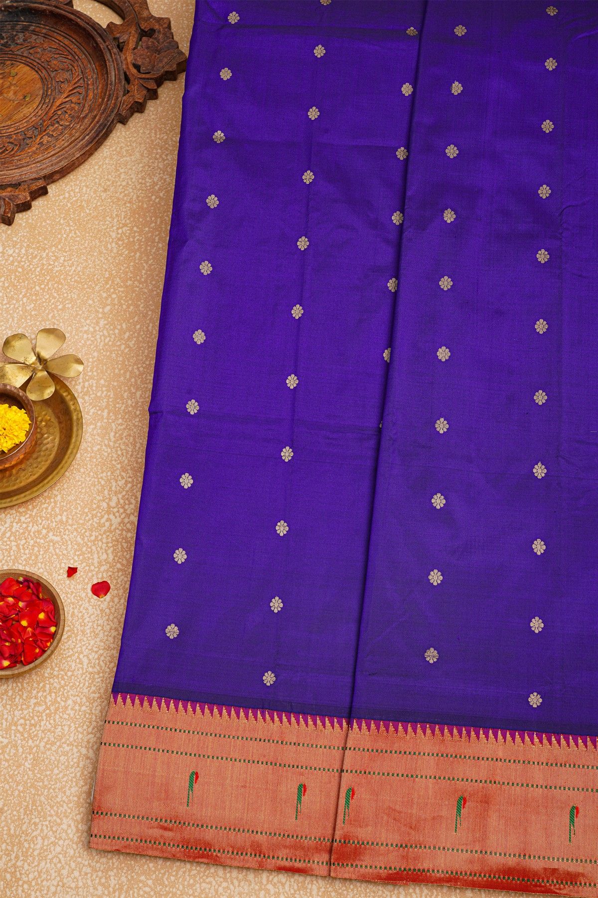 Paithani Silk Royal Blue Saree